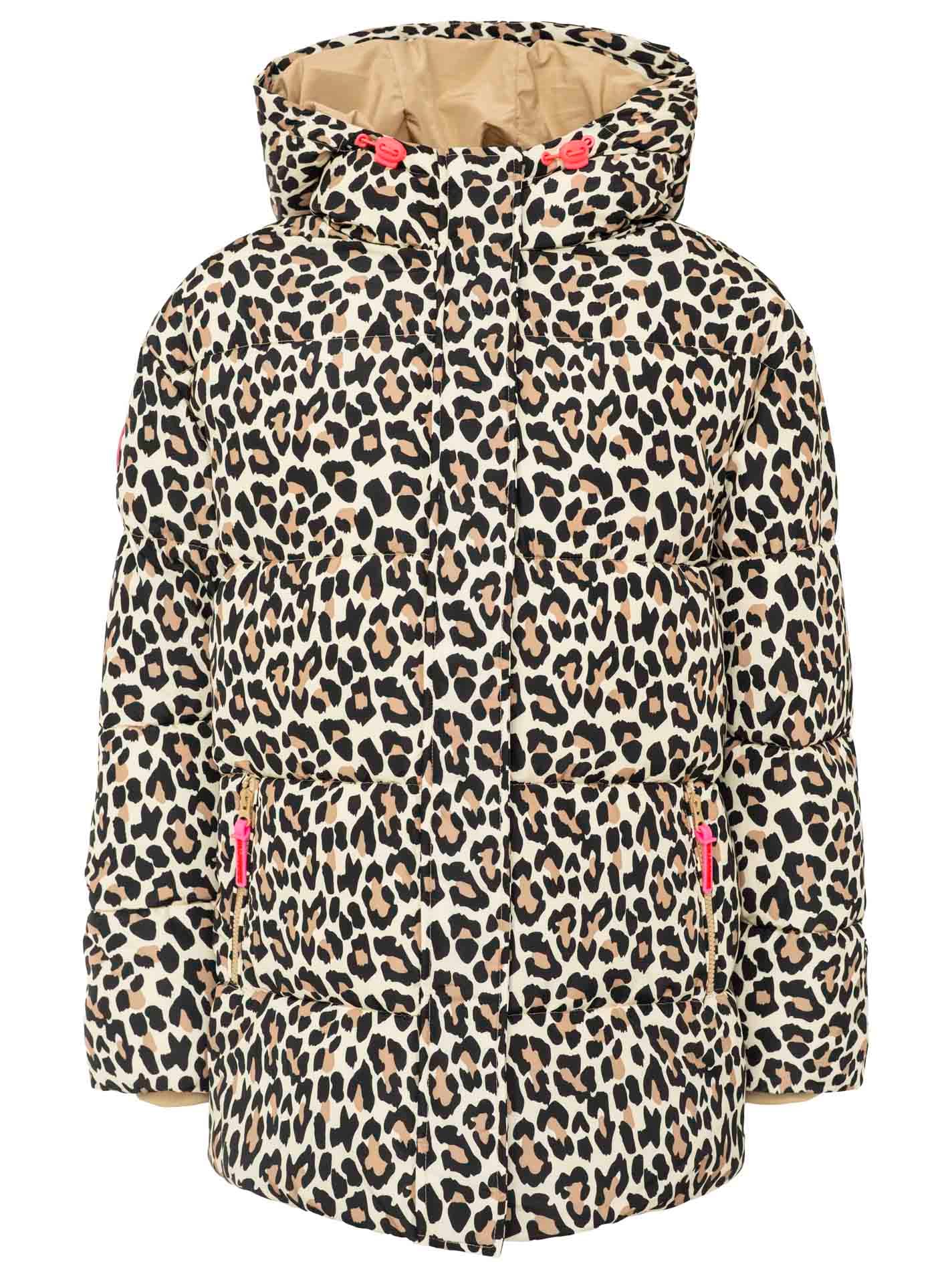 Zwillingsherz Veste matelassée »„Leo Classic AOP“« capuche, motif léopard, fermeture éclair dissimulée avec patte à boutons, poches