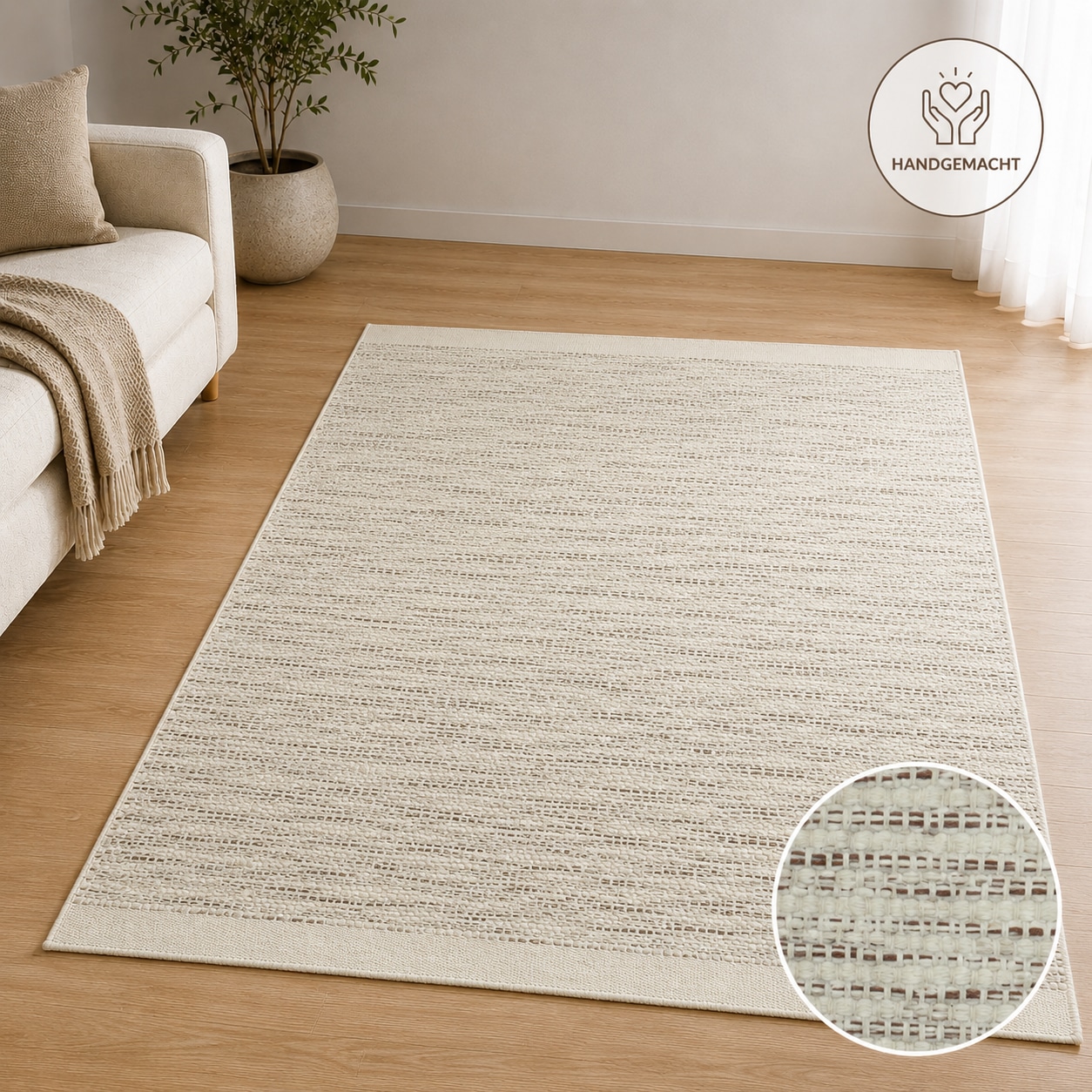 GOODproduct Teppich »Lirra, mit hohem Wollanteil, Wolle-Baumwoll-Mix« rechteckig 6 mm Höhe zeitloses Design, Webstruktur, Wohnzimmer, Schlafzimmer, Esszimmer