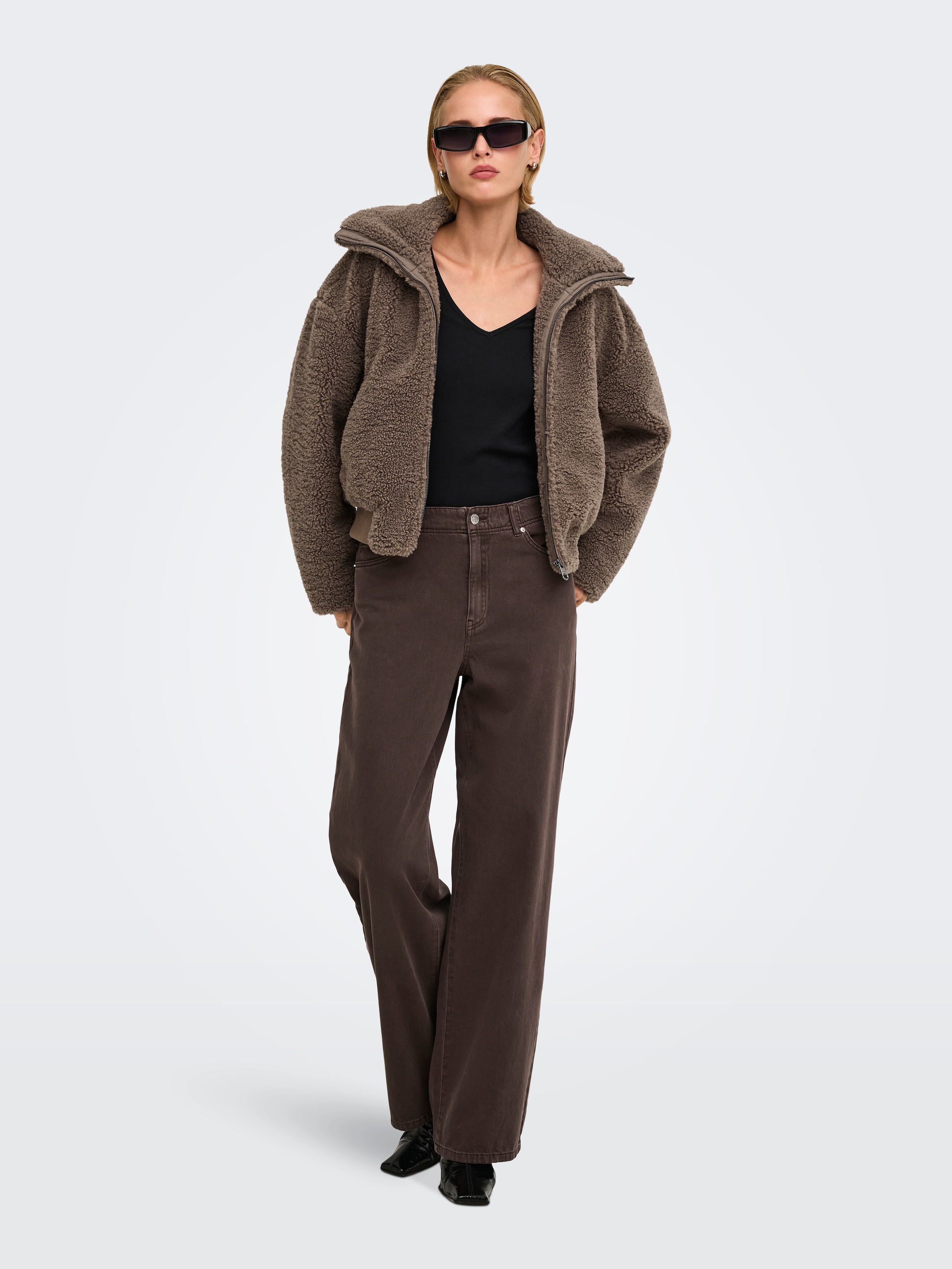 ONLY Veste en peluche »ONLADELE TEDDY BOMBER JACKET OTW« Fibre synthétique, qualité peluche teddy