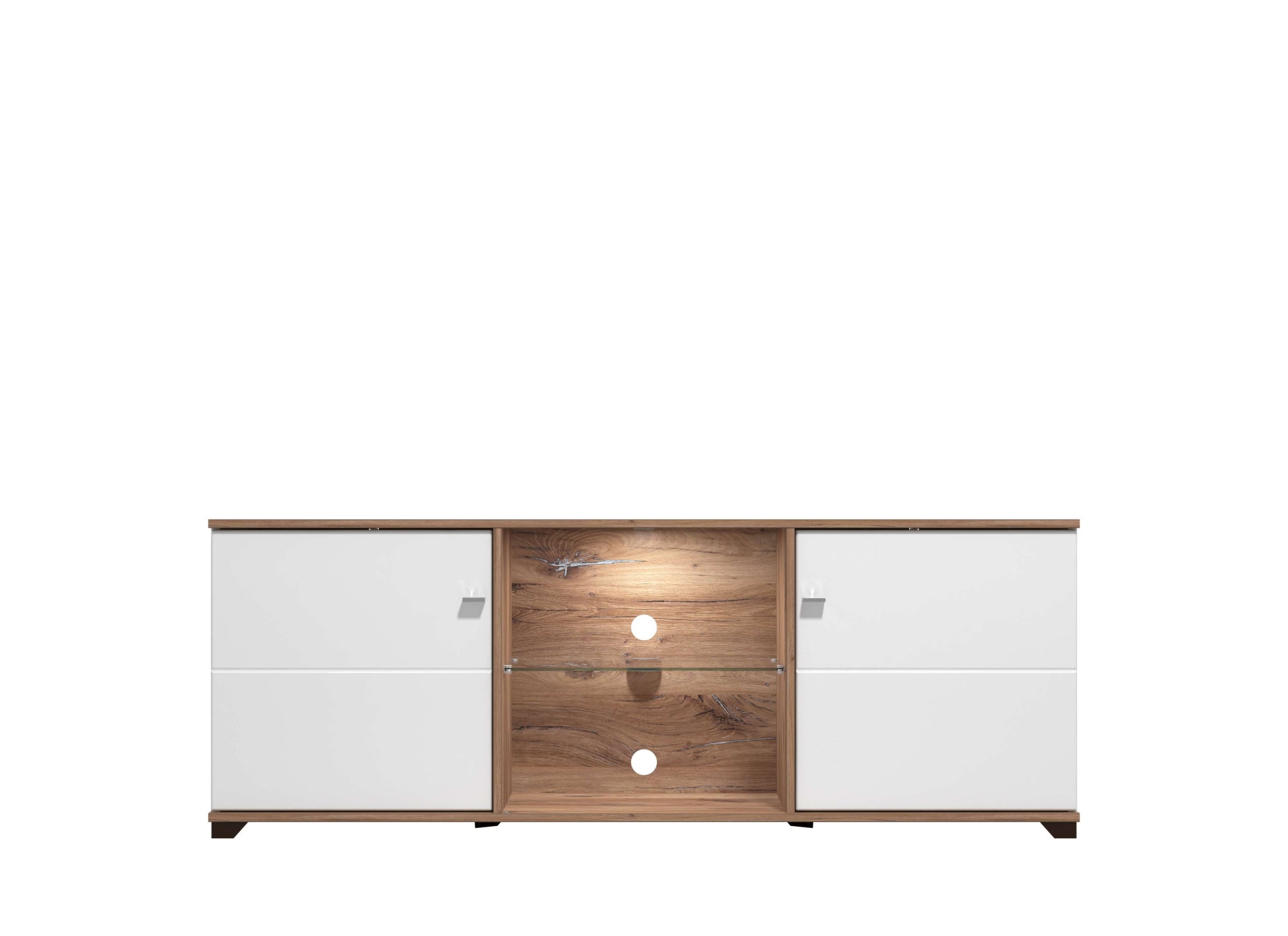 Image of INOSIGN TV-Board "Burgundy Lowboard, TV-Schrank, TV-Ständer, Hochglanzfonten" Hochglanzfronten und eine Innenausstattung in Flagstaff Eiche
