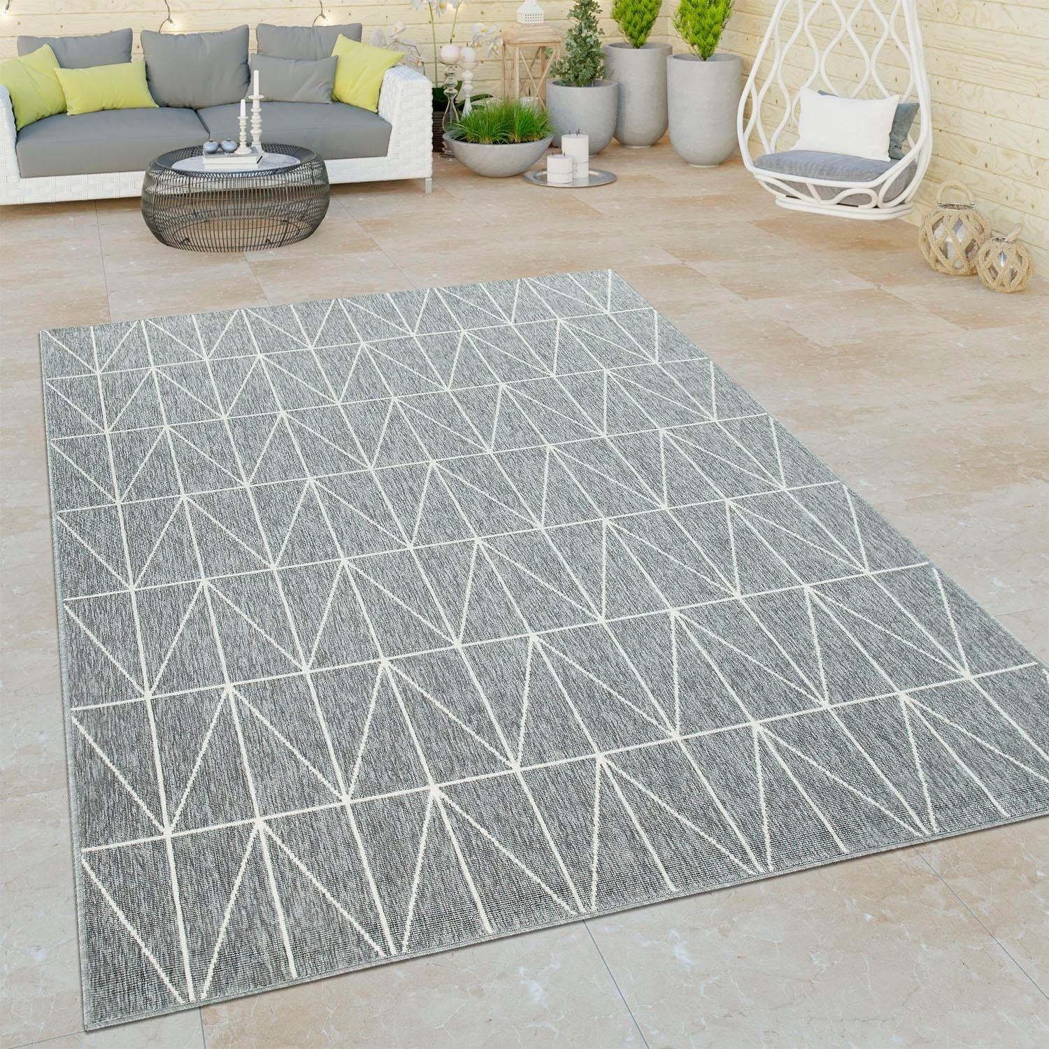 Paco Home Teppich »Brugge modernes kaufen geeignet Outdoor Muster, 224«, günstig rechteckig, gemetrisches und In- Flachgewebe