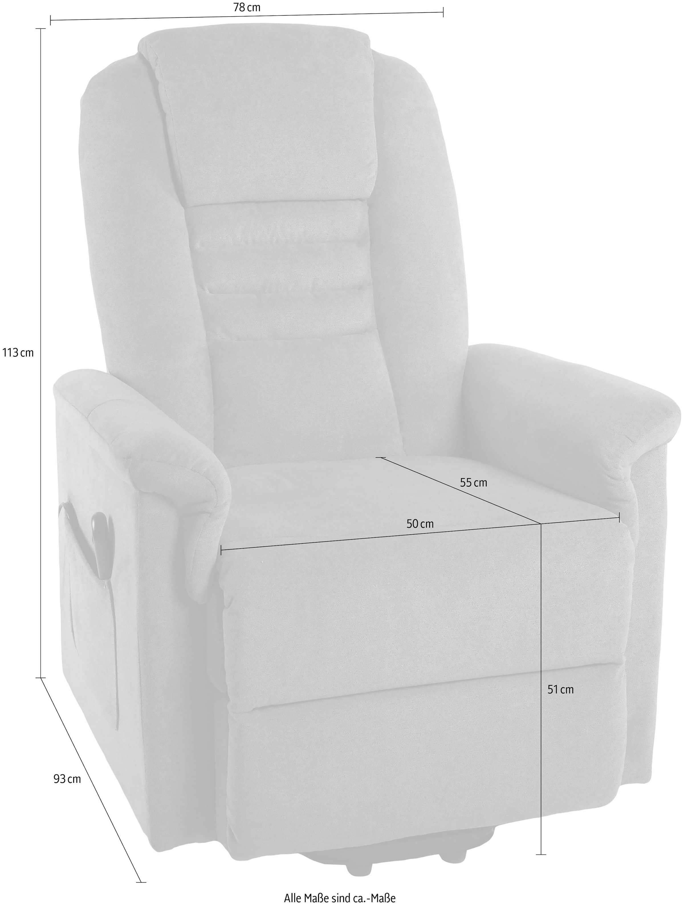 Duo Collection Fauteuil TV »Granada mit elektrischer Aufstehhilfe« fonction relaxation et ressorts ensachés avec suspension à ressorts ondulés en acier