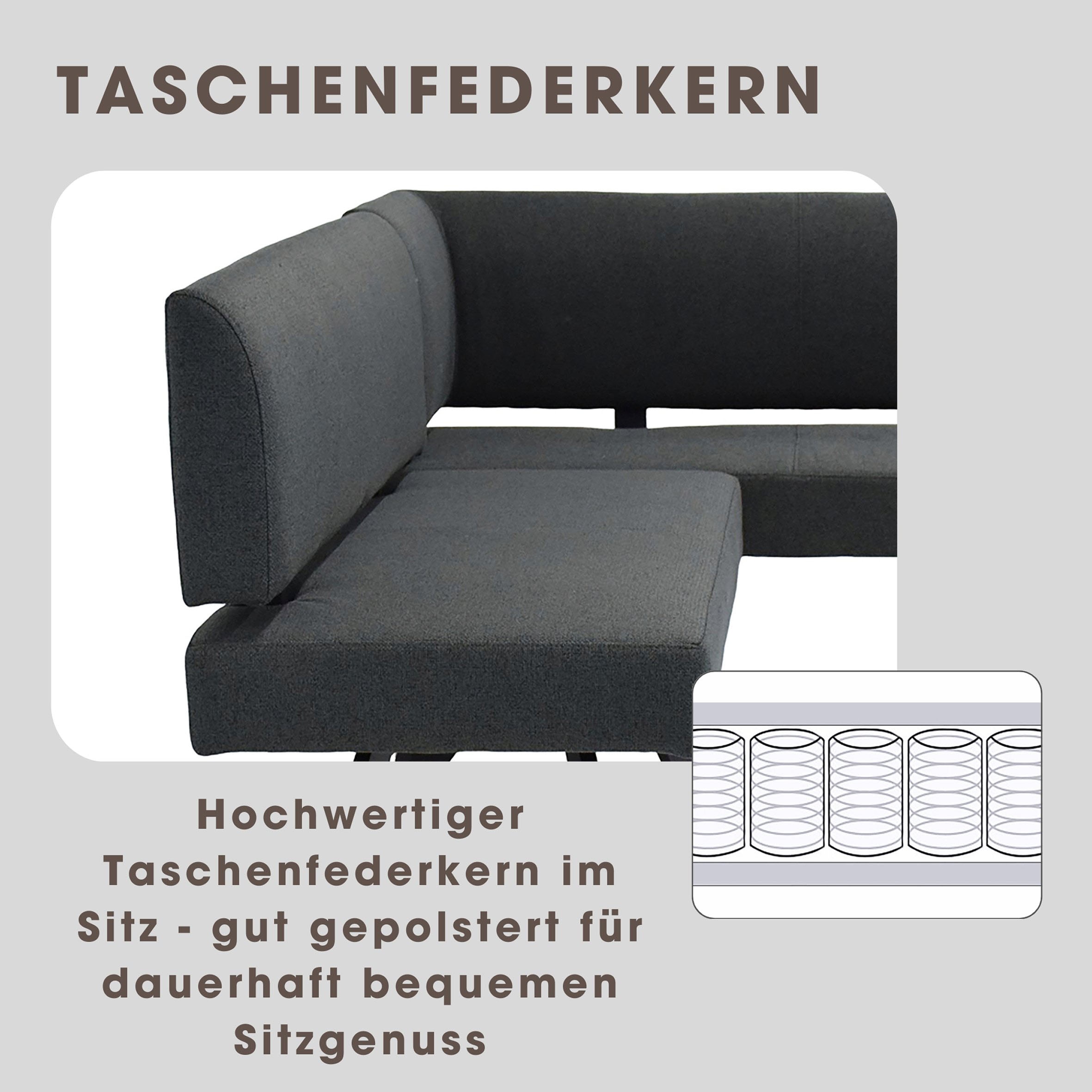 byLIVING Eckbank »TORONTO« Webstoff, bis 160 kg, Taschenfederkern, 4-Fussgestell, 3 Sitzplätze