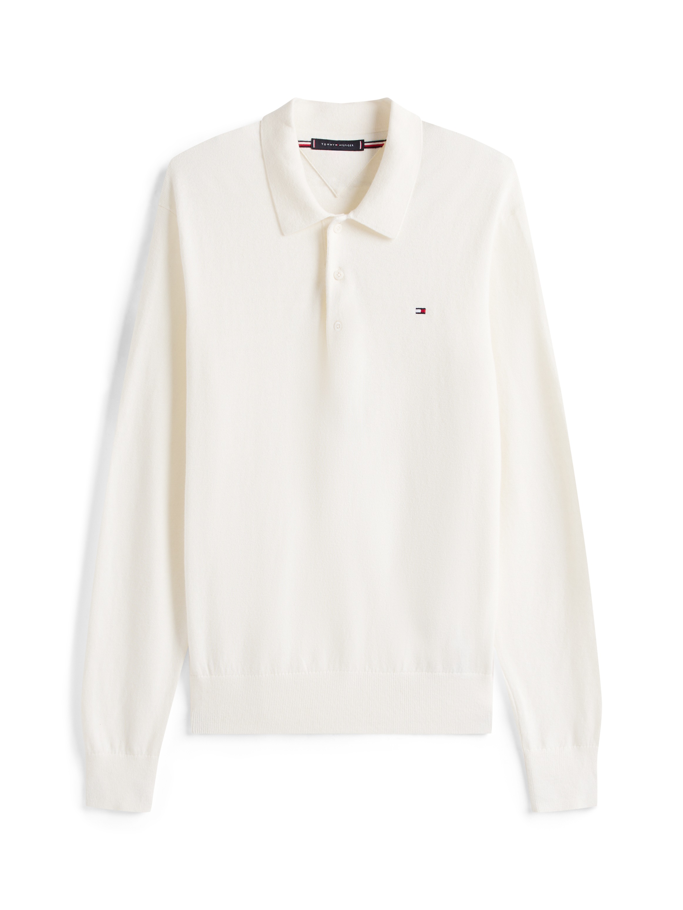 Tommy Hilfiger Polokragenpullover »PIMA ORG CTN CASHMERE LS POLO«, Flag-Stickerei auf Brust