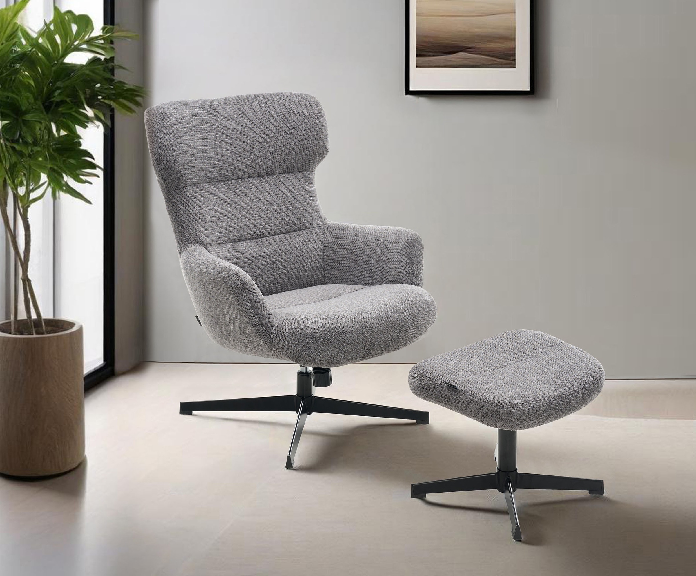 Home affaire Fauteuil »Clarah Relaxsessel, TV-Sessel mit Hocker« 360° Grad drehbar