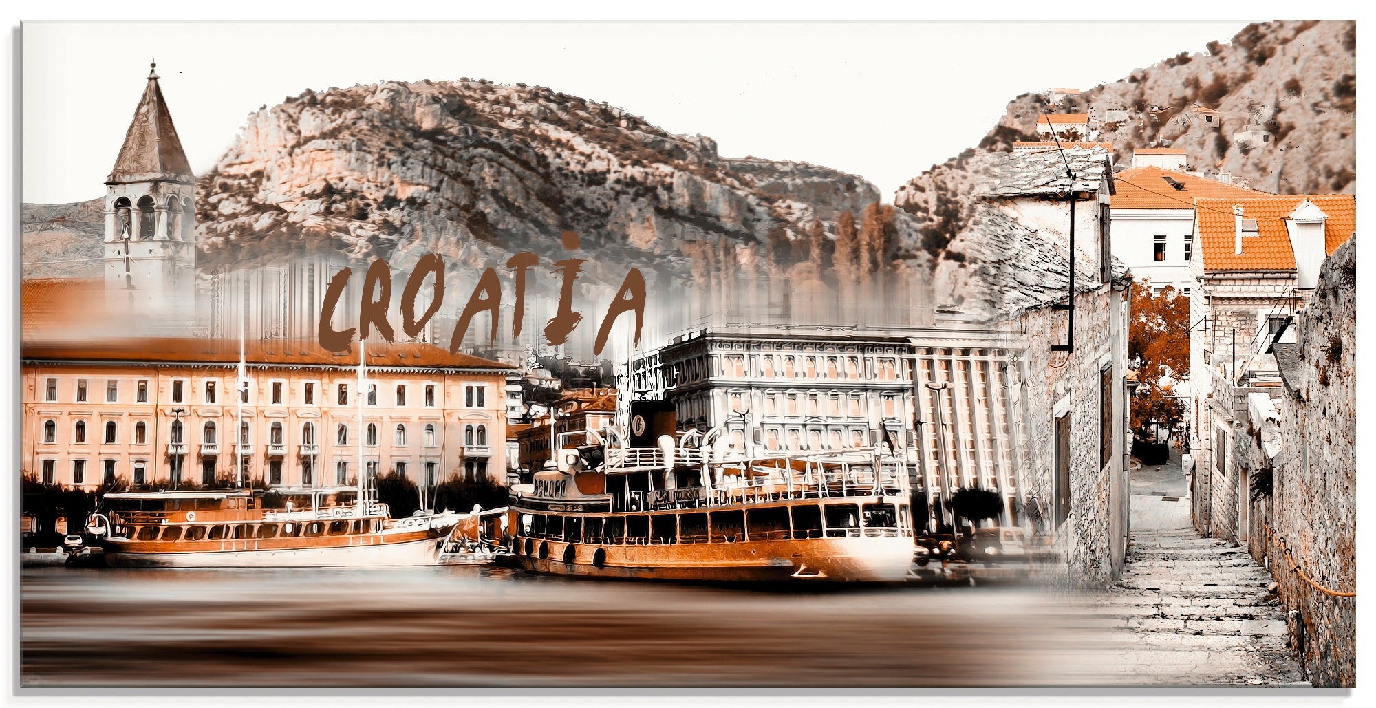 Image of Artland Glasbild »Kroatien Skyline abstrakte Collage«, Kroatien, (1 St.) bei Ackermann Versand Schweiz