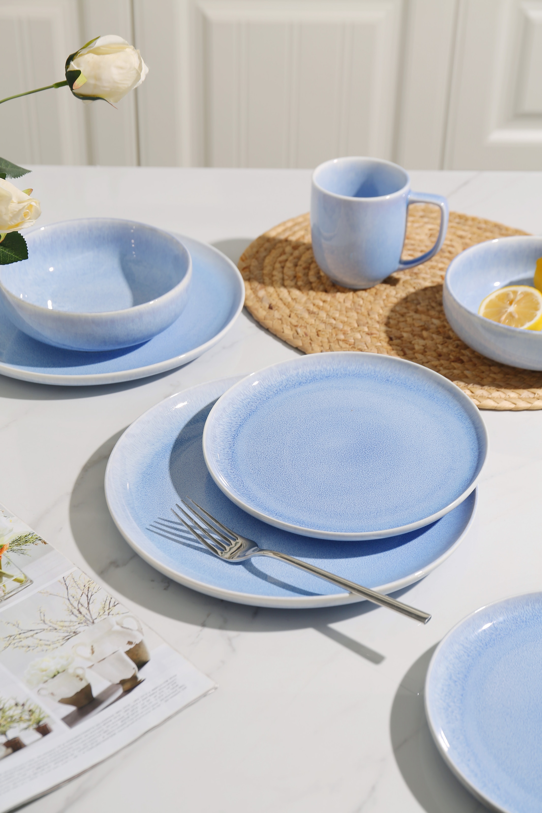 GOODproduct Geschirr-Set »Flett, mit Reaktivglasur« Teller Set, spülmaschinenfest und mikrowellengeeignet
