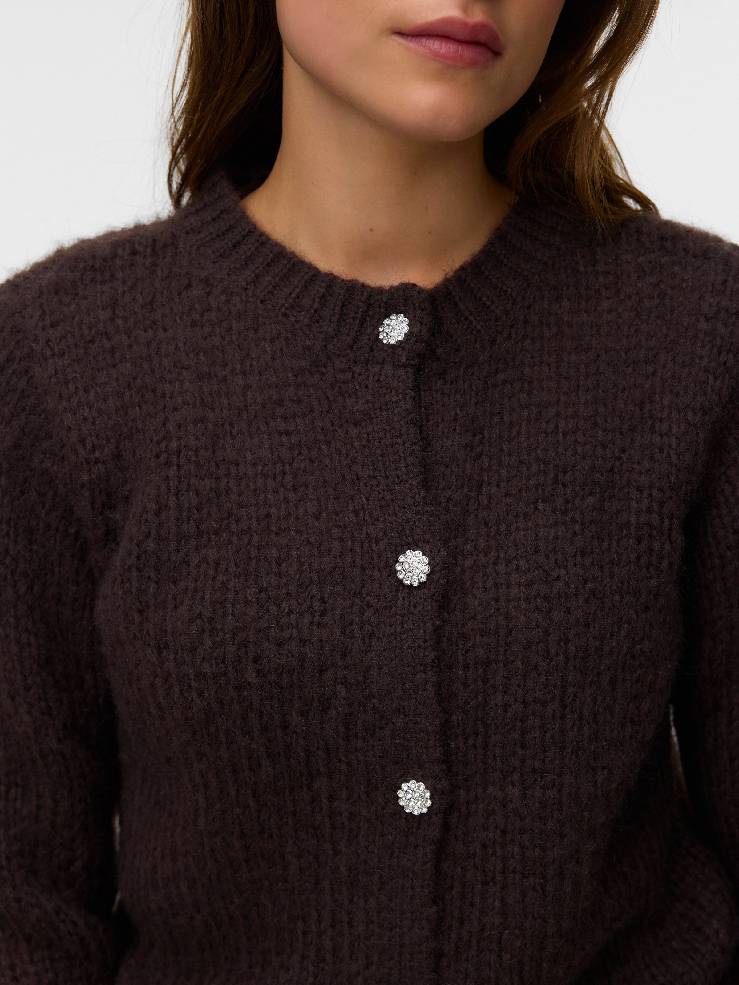 Vero Moda Strickjacke »VMMAYBE JEWEL LS O-NECK CARDIGAN NOOS« Kunstfaser, loose fit