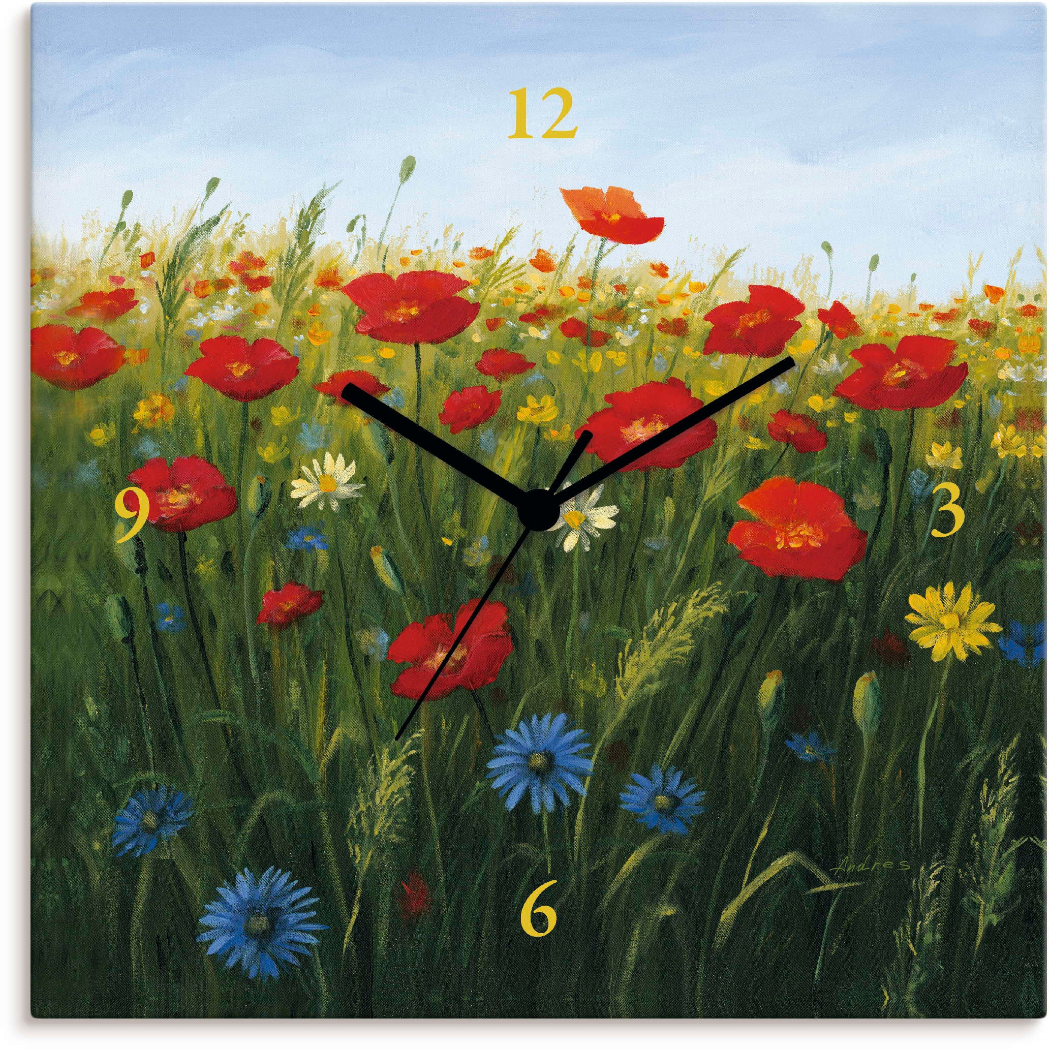Image of Artland Wanduhr »Mohnblumen Landschaft II« bei Ackermann Versand Schweiz