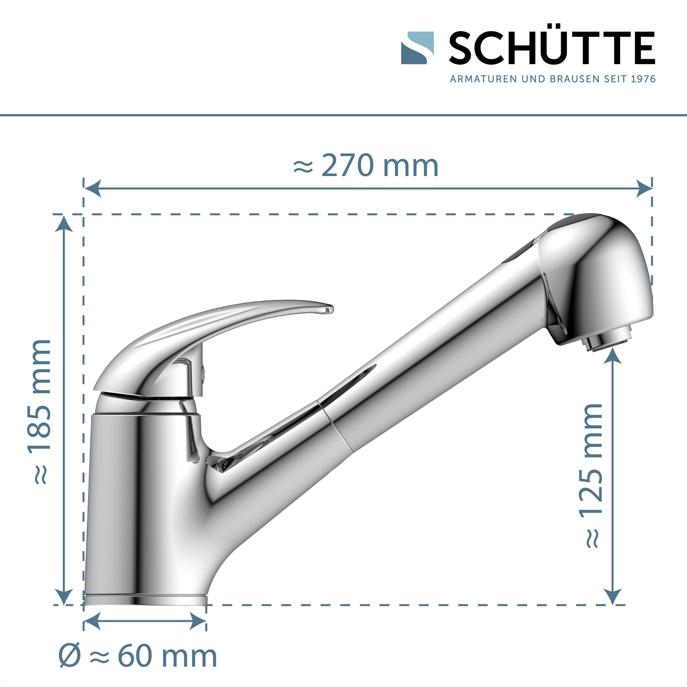 Schütte Spültischarmatur »ABERDEEN« mit Geschirrbrause, Niederdruck Armatur Küche, 150° schwenkbar, Chrom
