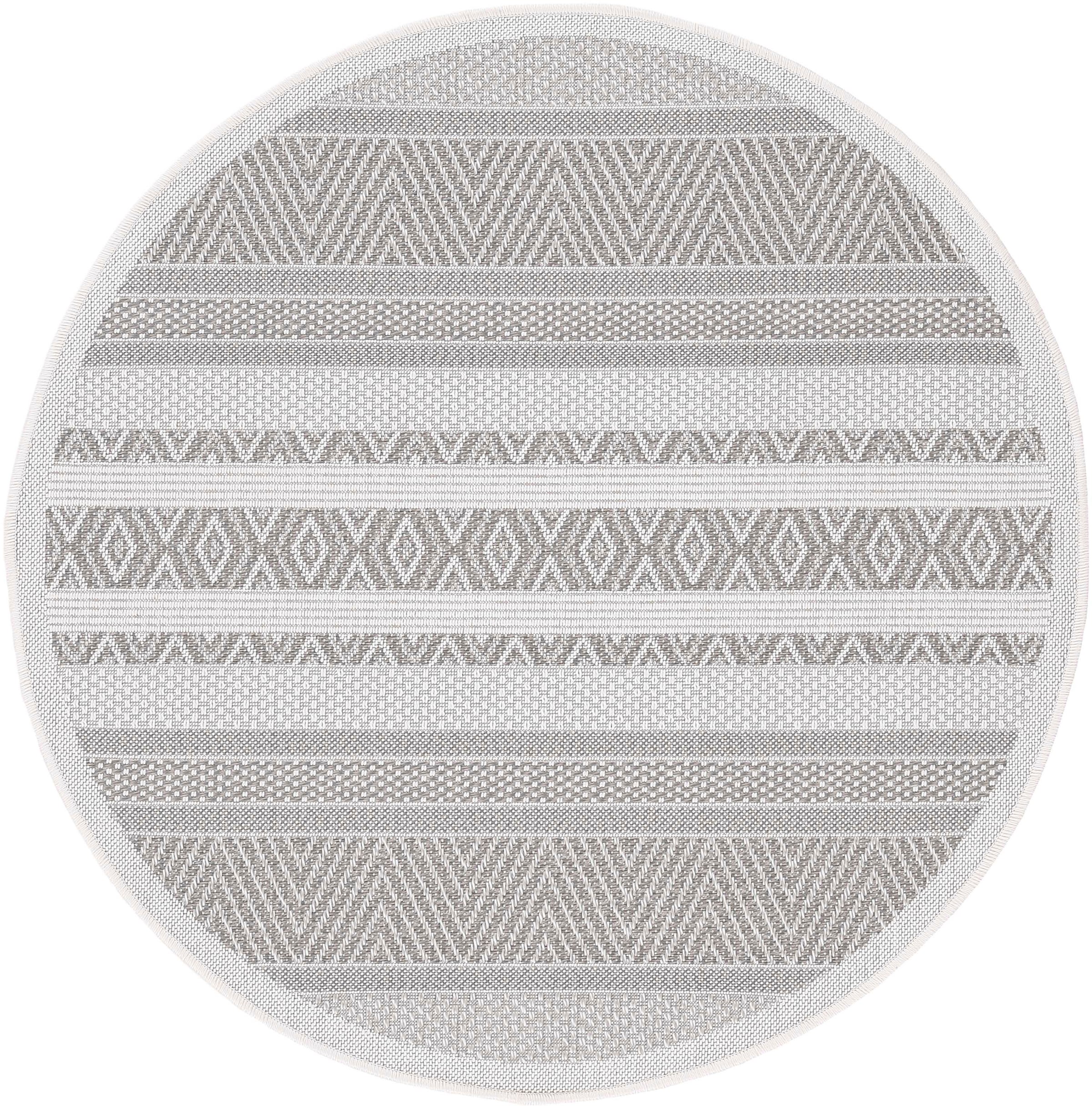 Image of carpetfine Teppich "Boho 101" rund 4 mm Höhe robustes Flachgewebe, Sisal Optik, UV-beständig, Aussenbereich
