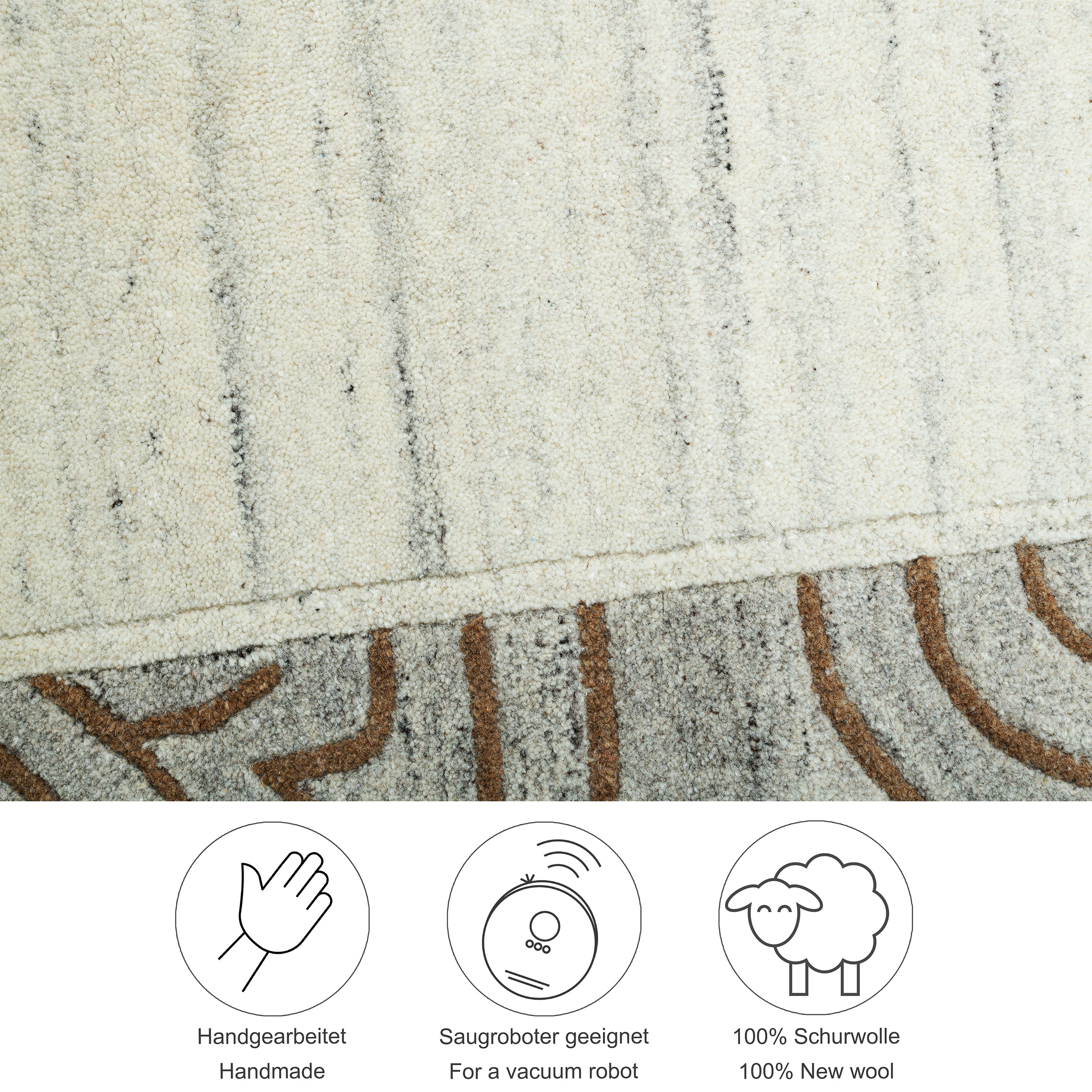 THEKO Tapis en laine »Natural Garden« Rectangulaire 14 mm Höhe reine Wolle, mit Bordüre, handgetuftet, Wohnzimmer