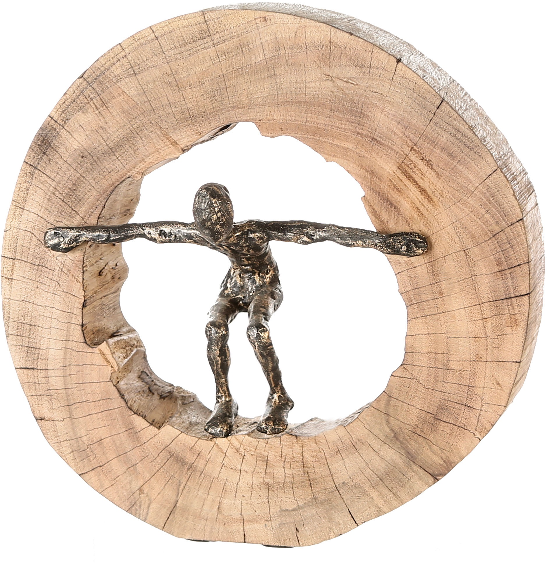 Image of Casablanca by Gilde Dekofigur »Skulptur Jumping«, (1 St.), Dekoobjekt, Höhe 29 cm, aus Metall und Holz-Baumscheibe, Wohnzimmer bei Ackermann Versand Schweiz