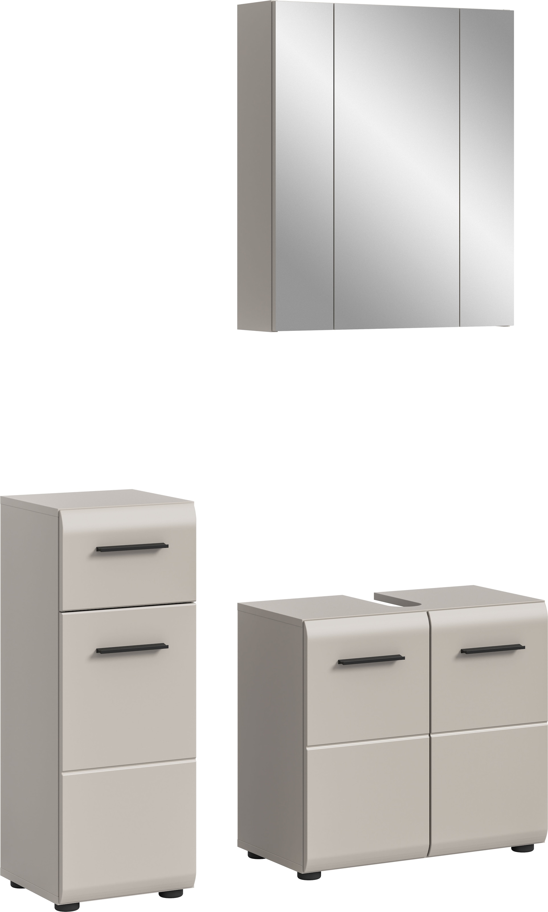 Image of welltime Badmöbel-Set "FLORENZ, 3-teilige Badkombination, hochwertige MDF-Front" Set, best. aus: 1 Unterschrank, 1 Waschbeckenunterschrank, 1 Spiegelschrank, 3 Stk. tlg.