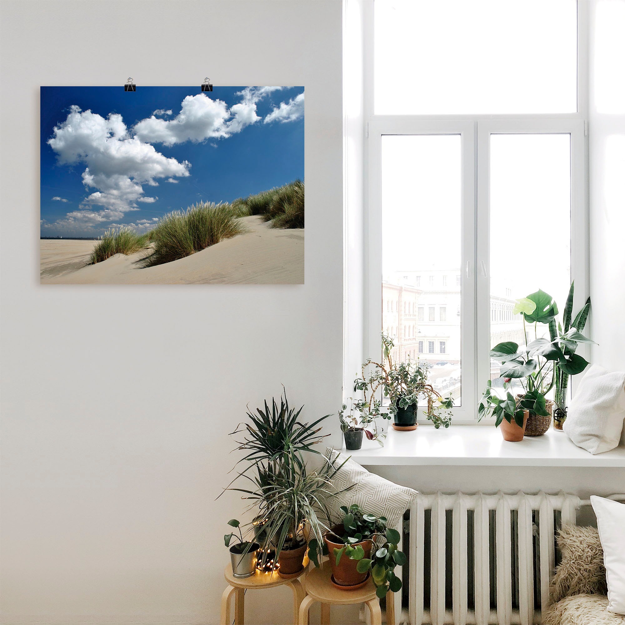Artland Poster »Himmel, Dünen und Meer«, Strand, (1 St.), als Leinwandbild, Wandaufkleber oder Poster in versch. Grössen