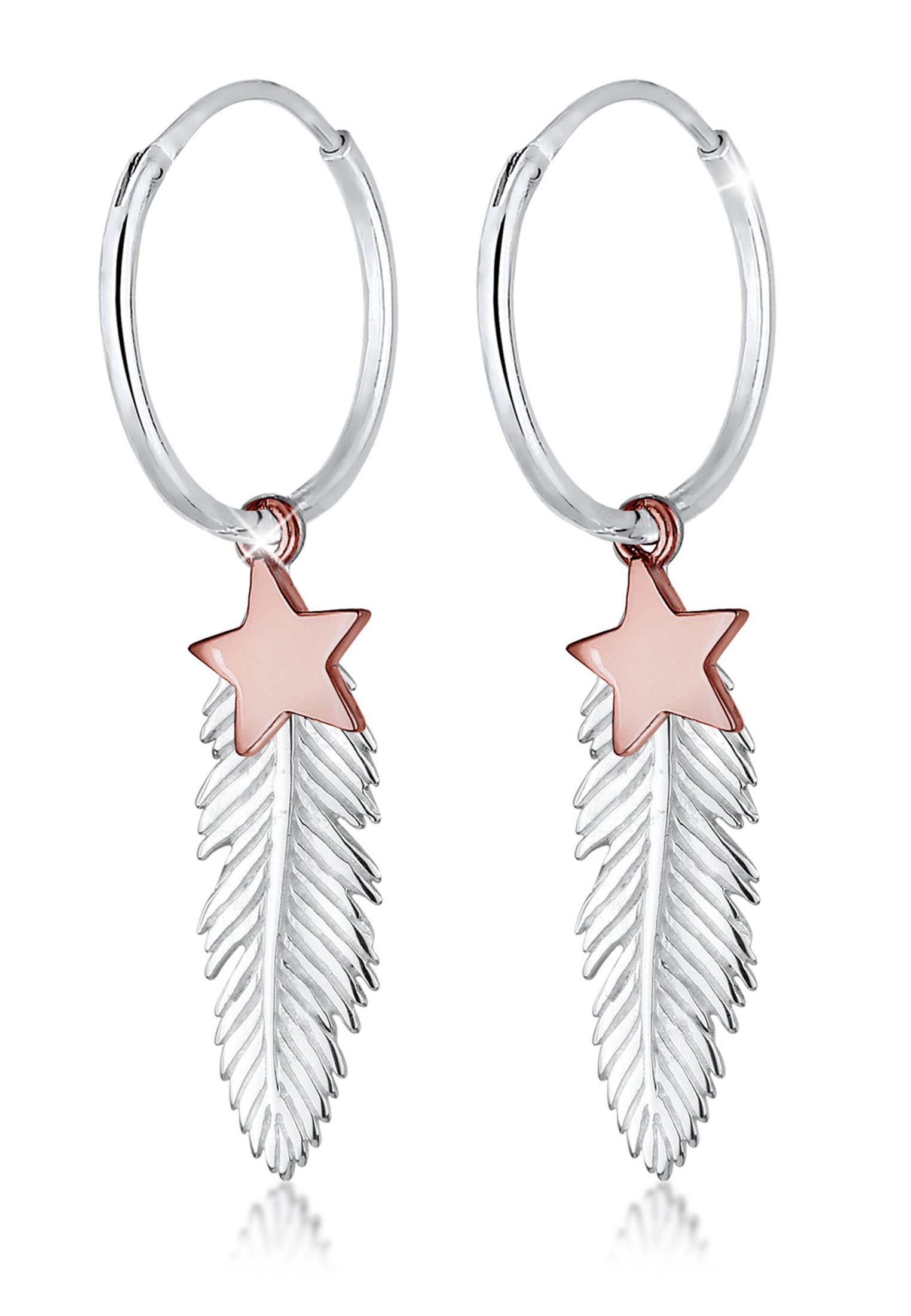 Image of Elli Paar Creolen »Creole Sterne Feder Astro Bi-Color Boho 925 Silberfarben« bei Ackermann Versand Schweiz