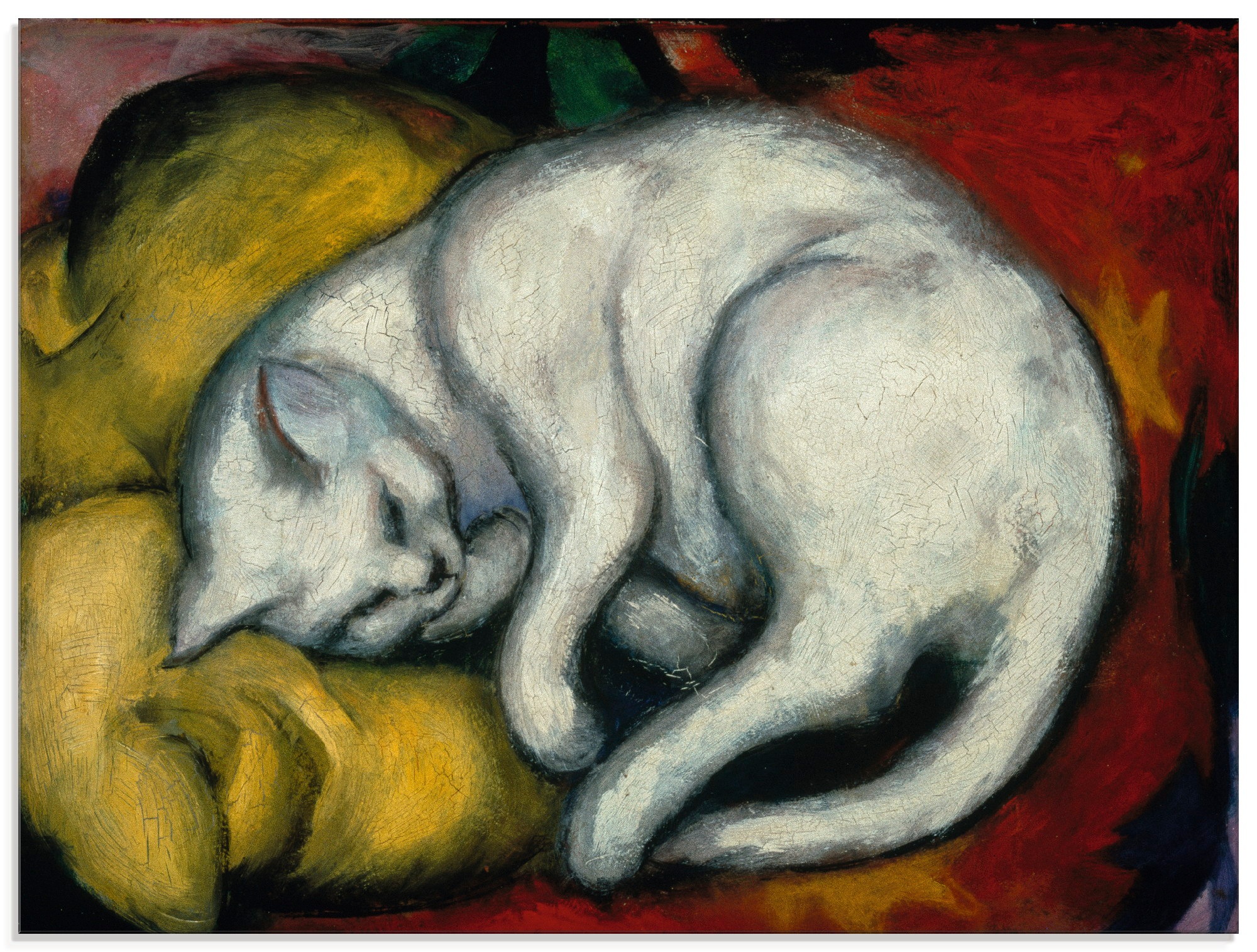 Image of Artland Glasbild "Die weisse Katze. 1912" Haustiere 1 Stk. tlg. in verschiedenen Grössen