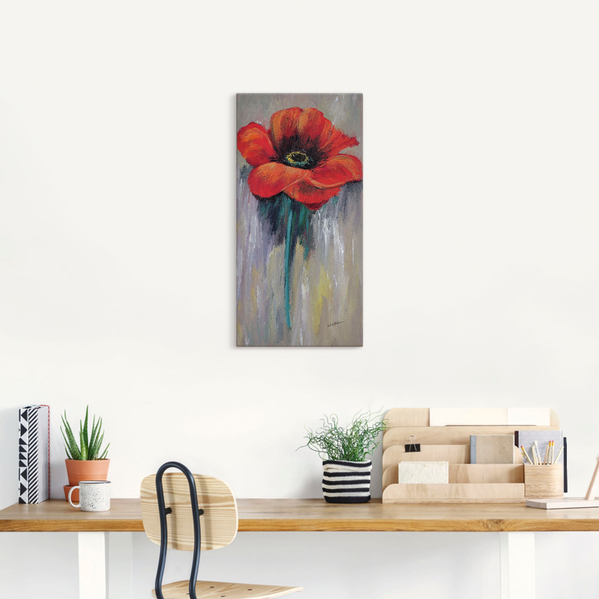 Artland Leinwandbild »Roter Mohn II«, Blumen, (1 St.), auf Keilrahmen gespannt