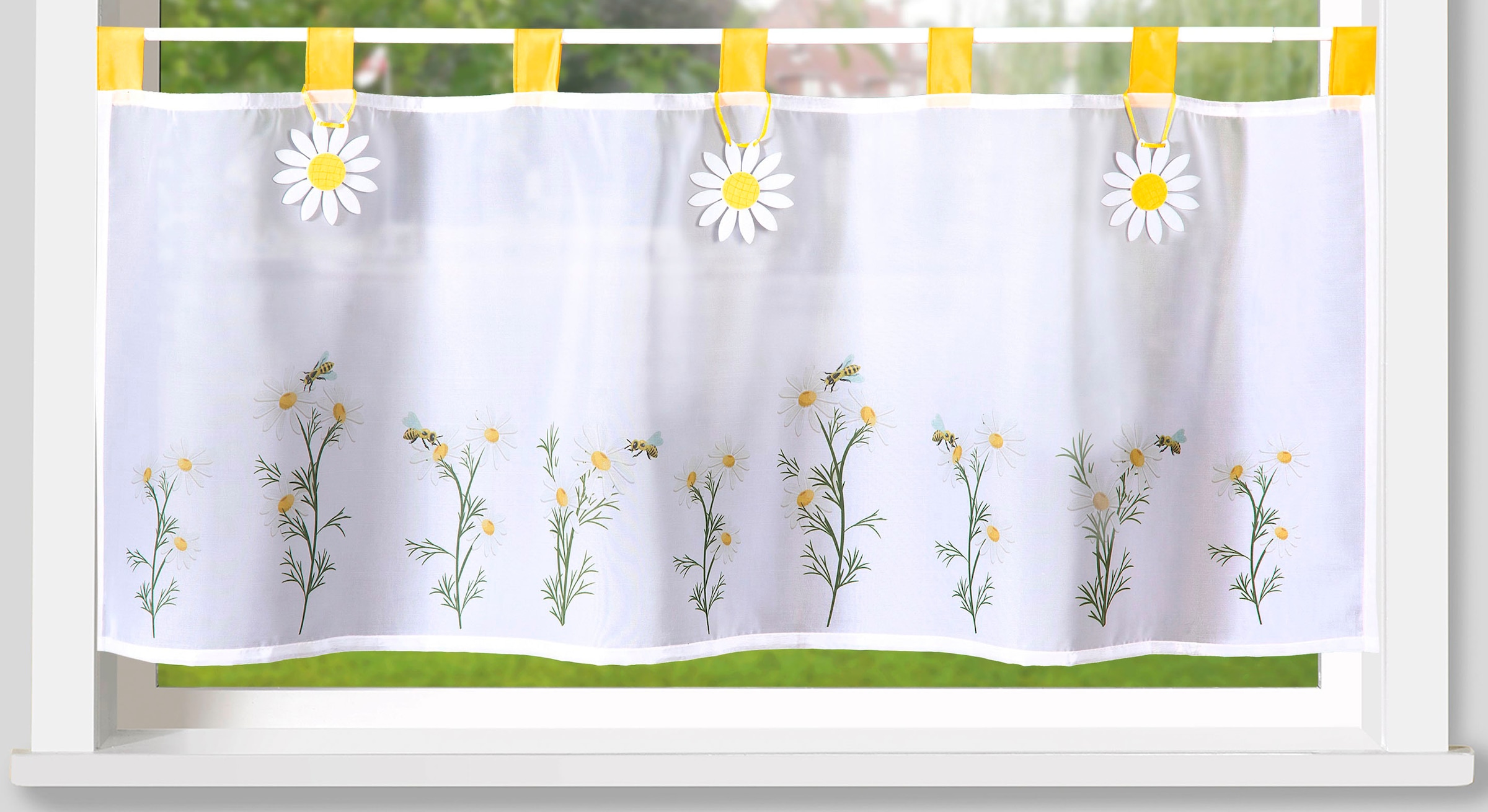 Image of Weckbrodt Scheibengardine "Madita" Schlaufen 1 Stk. tlg. Bistro, Voile, floral, bedruckt, HxB 45x120cm, Gardine, Store