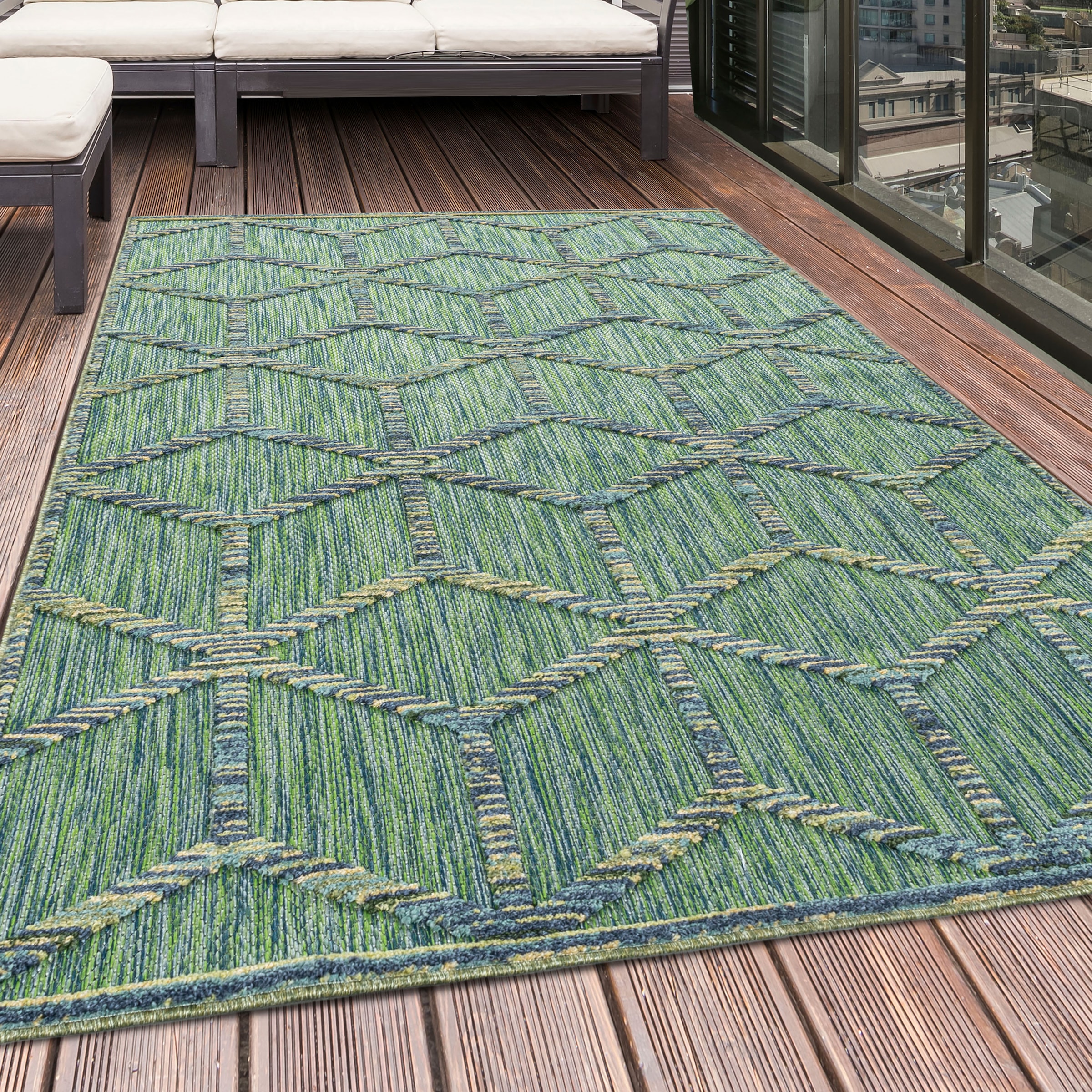 Image of Ayyildiz Teppiche Teppich "BAHAMA 5151" rechteckig 8 mm Höhe Läufer, Flachflor mit Hoch-Tief-Struktur, In-und Outdoor geeignet