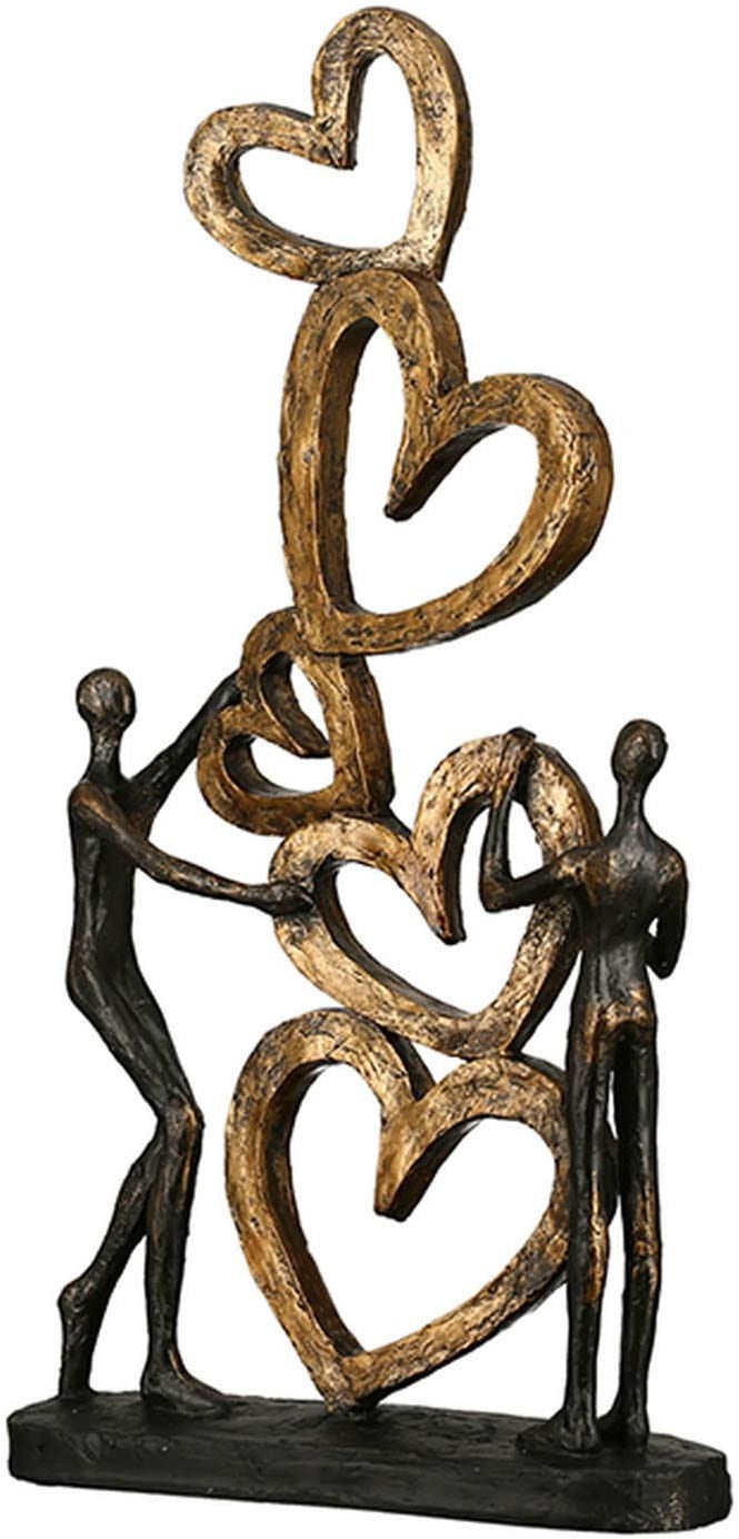 Image of Casablanca by Gilde Dekofigur "Skulptur Herz auf Herz, gold/schwarz" Dekoobjekt, Höhe 41, Wohnzimmer
