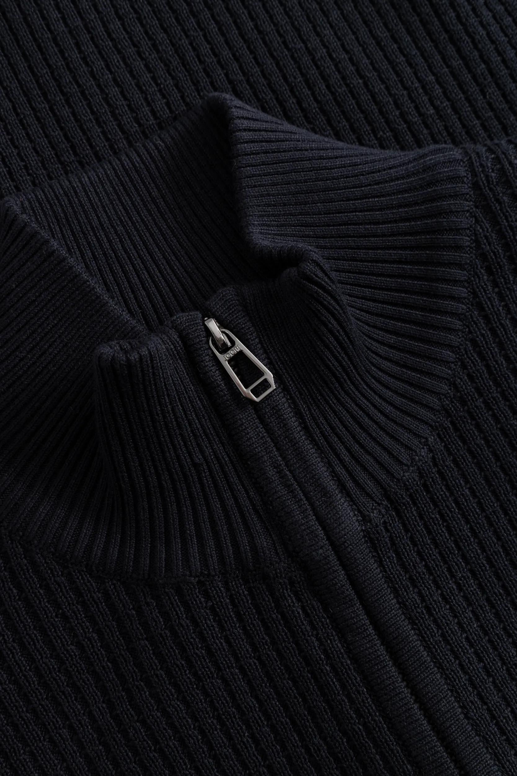 JOOP! Veste en tricot »Vittrios« in Rippstrick, Stehkragen