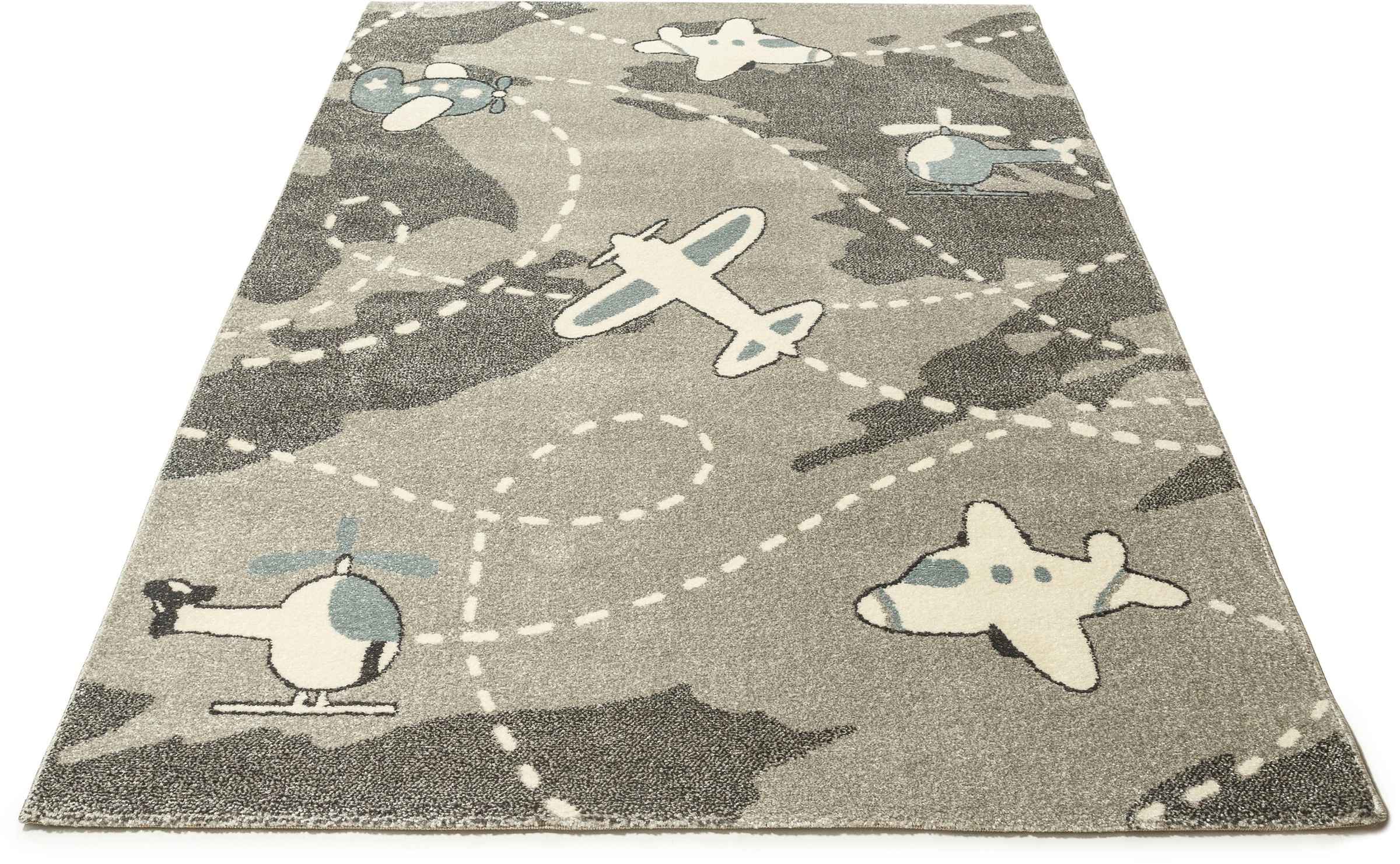 Image of Lüttenhütt Teppich »Mirena«, rechteckig, 14 mm Höhe, weich, Motiv: Flugzeuge und Hubschrauber, Kinderteppich, ideale Teppiche fürs Kinderzimmer bei Ackermann Versand Schweiz
