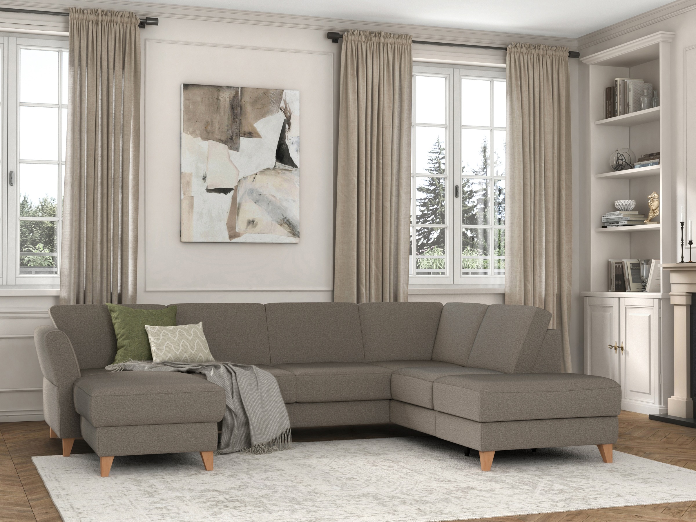 sit&more Wohnlandschaft »Visby U-Form«, wahlweise mit Bettfunktion und Stauraum, frei im Raum stellbar