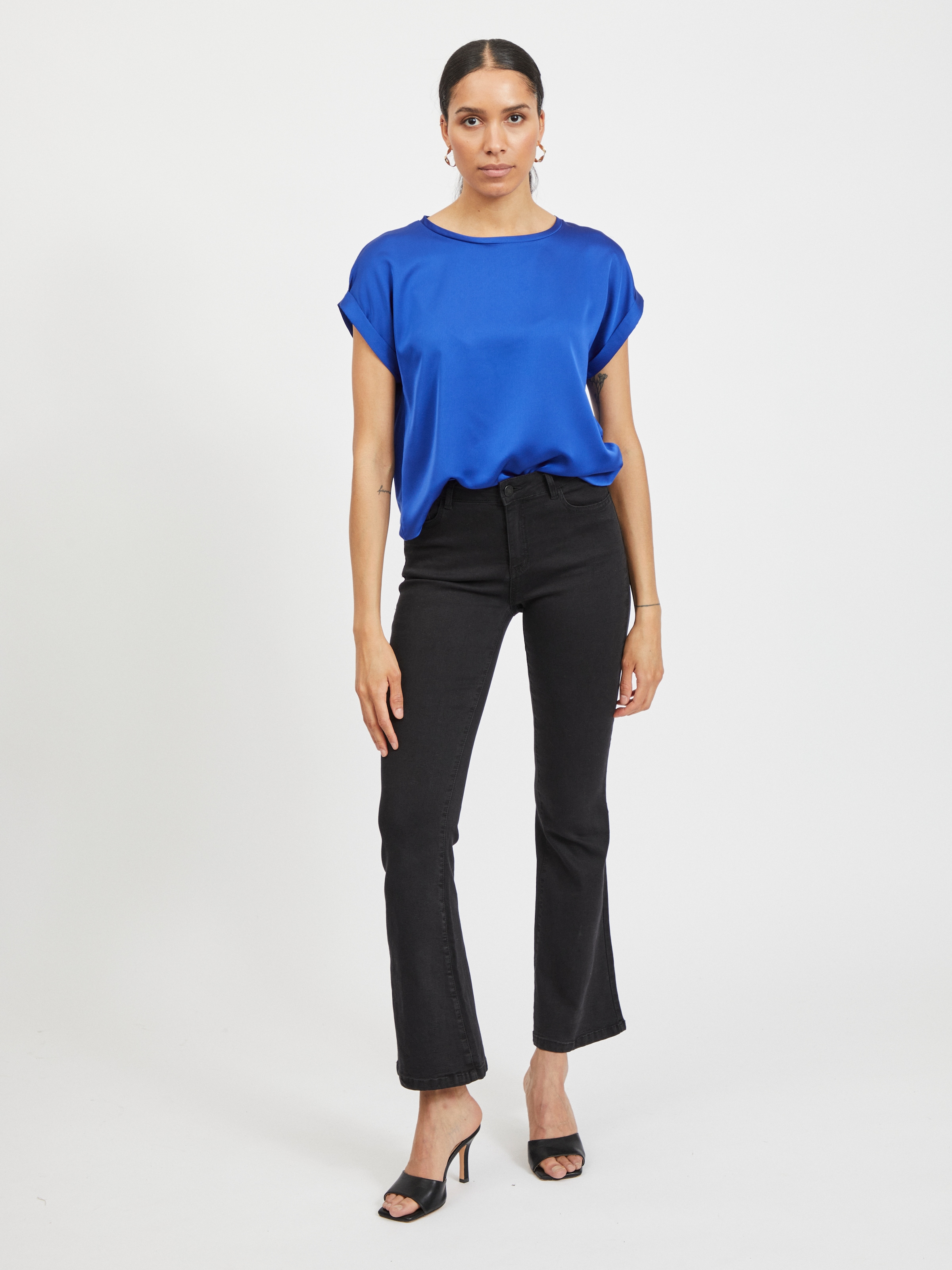 Vila Kurzarmshirt »VIELLETTE S/S SATIN TOP - NOOS«, Satin Optik