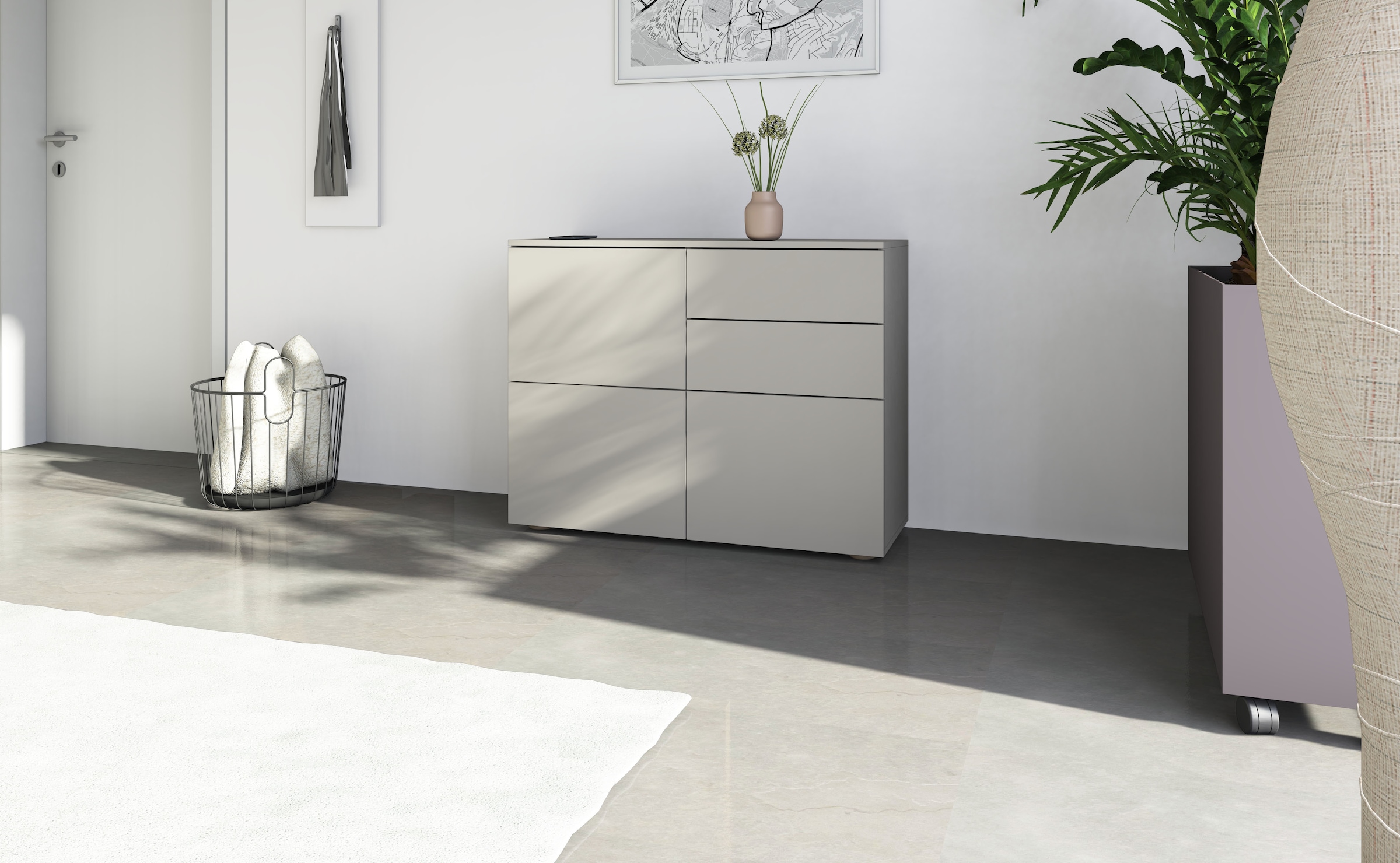 borchardt Möbel Commode »Rova, modern, grifflos, praktisch, 3 Türen« Push-To-Open, verstellbare Einlegeböden, viel Stauraum, Breite 93cm