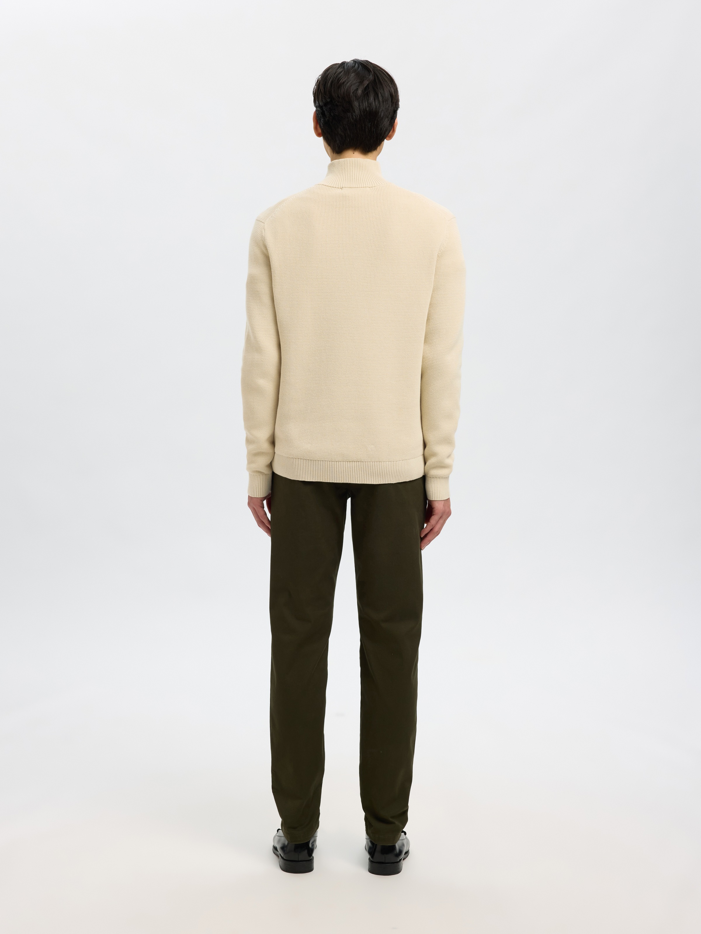 SELECTED Troyer »SLHDANE LS KNIT STRUCTURE HALF ZIP NOOS« Baumwolle, regular fit