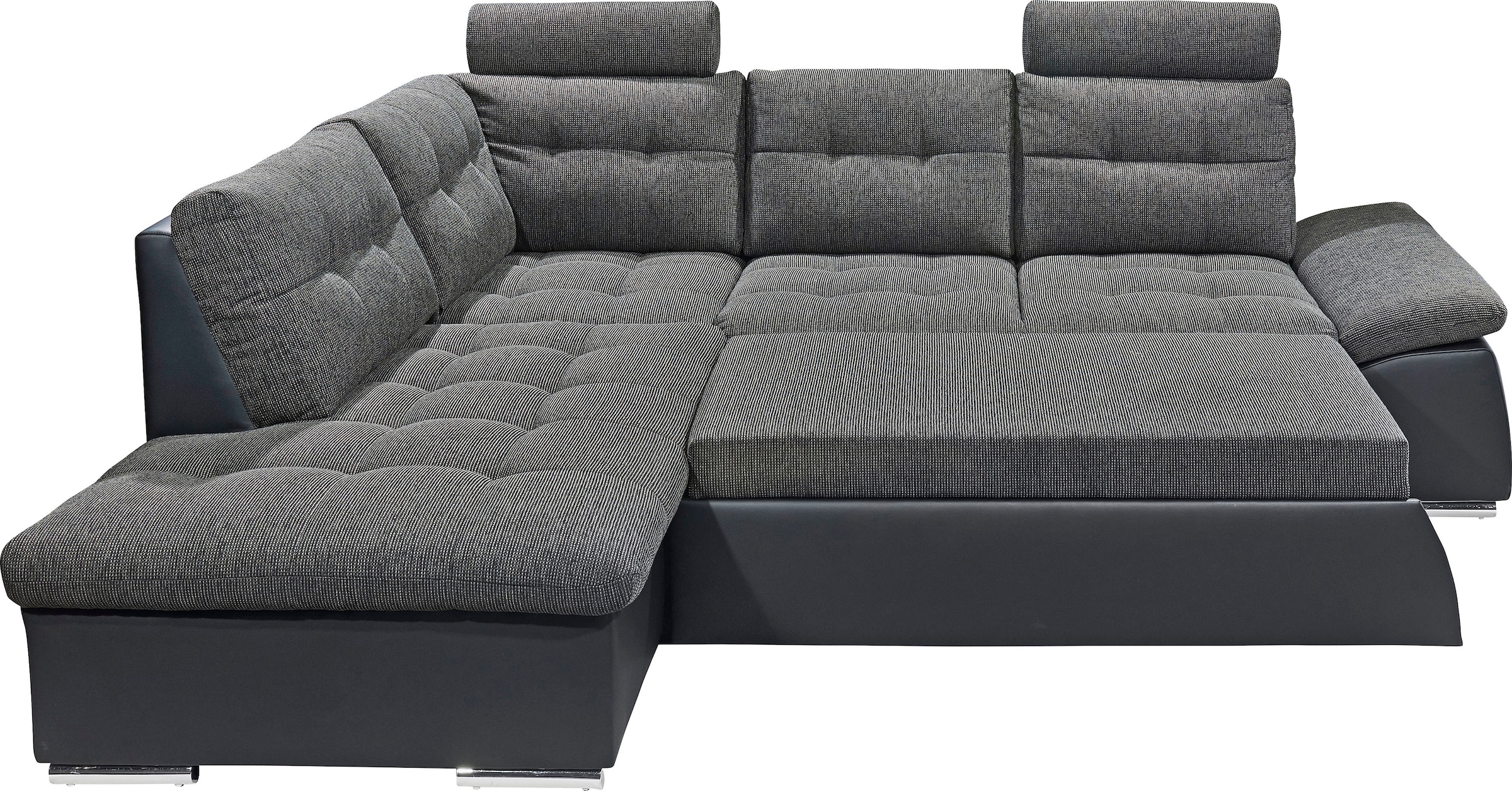 ED EXCITING DESIGN Canapé d'angle »Jakarta L-Form« mit Bettfunktion, Armteilverstellung, Kopfstützen & 2 Nierenkissen