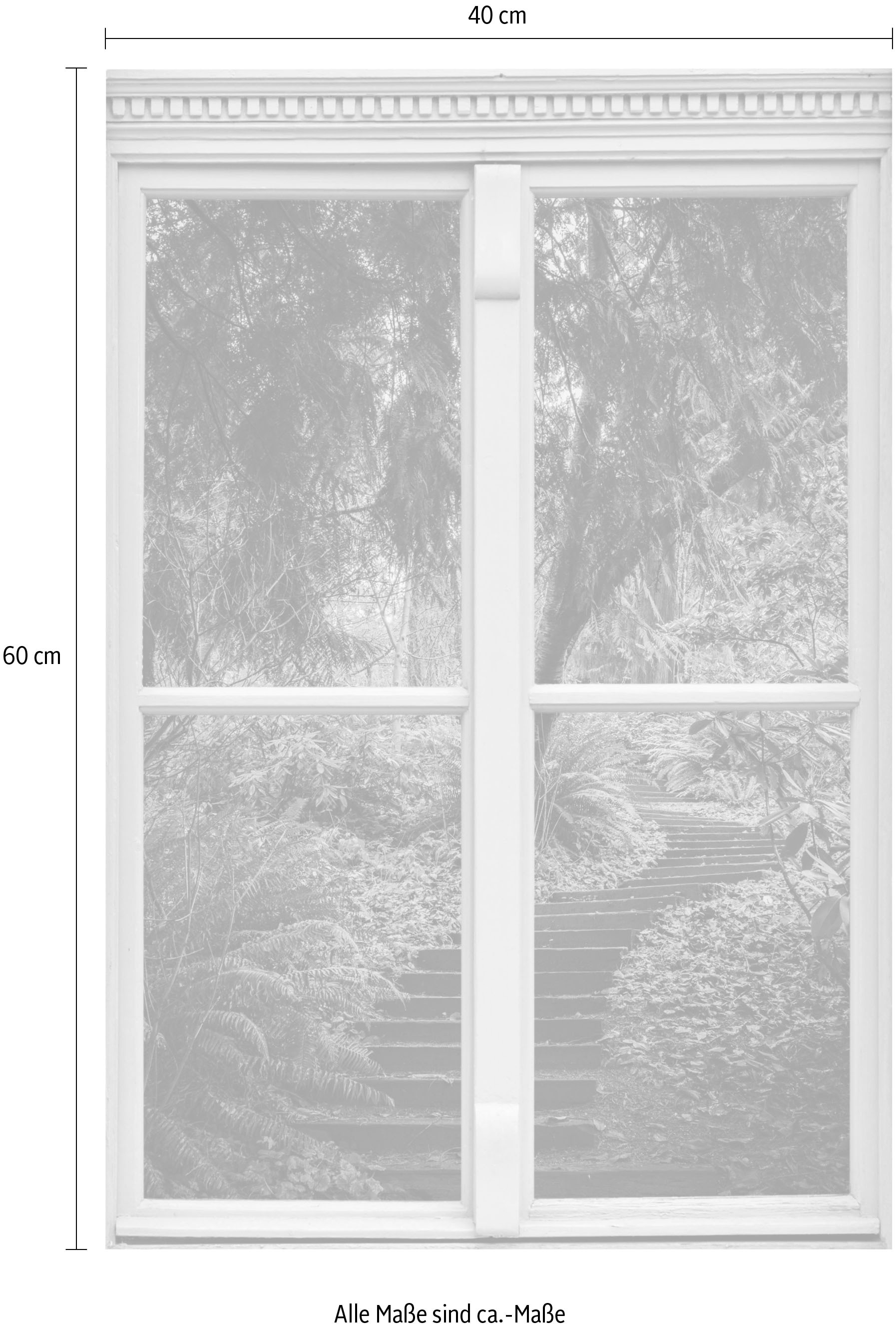 queence Wandsticker »Treppe im Wald«, Wandsticker, Wandbild, selbstklebend, 3D, Fenster