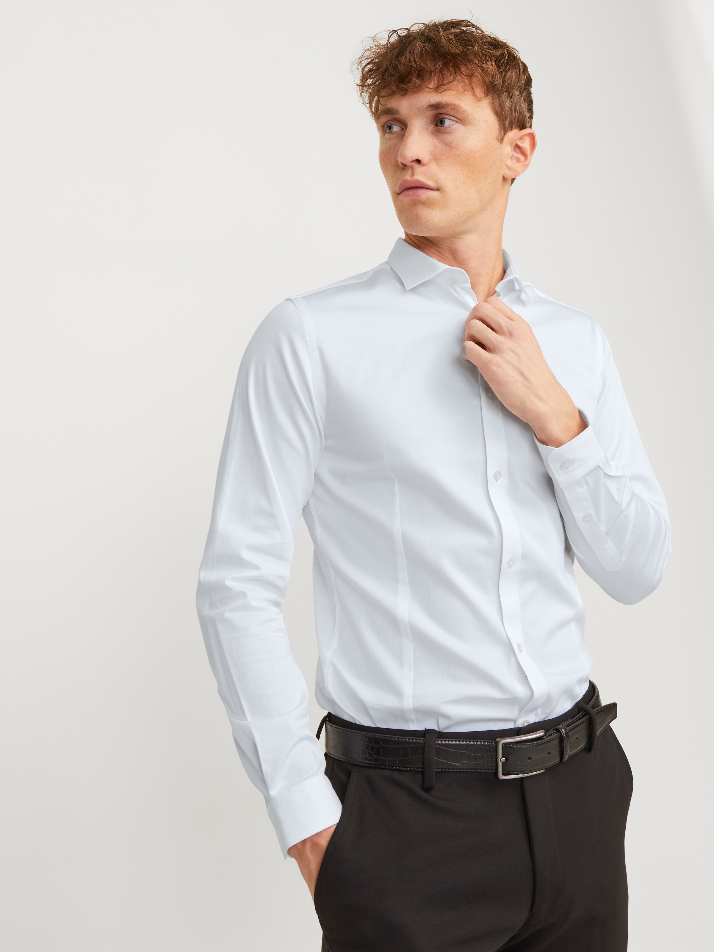 Jack & Jones Chemise d'affaires »JJPRPARMA in Skinny Fit, Stretchanteil und verstellbaren Manschetten« sehr schmal, Web, Baumwollmischung