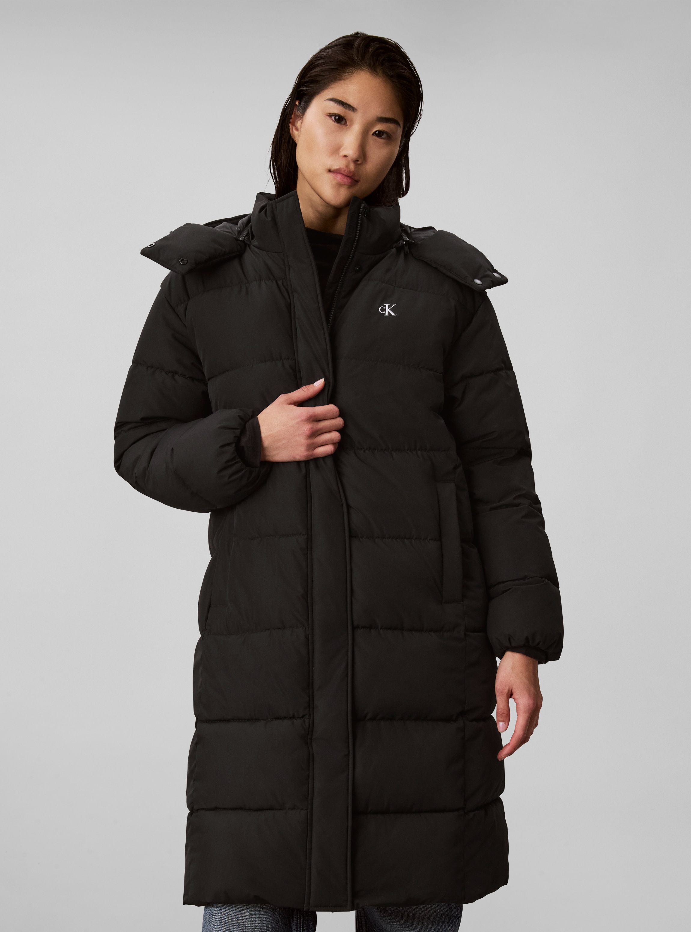 Image of Calvin Klein Steppmantel "MATTE LONG PUFFER" Regular fit mit Kapuze