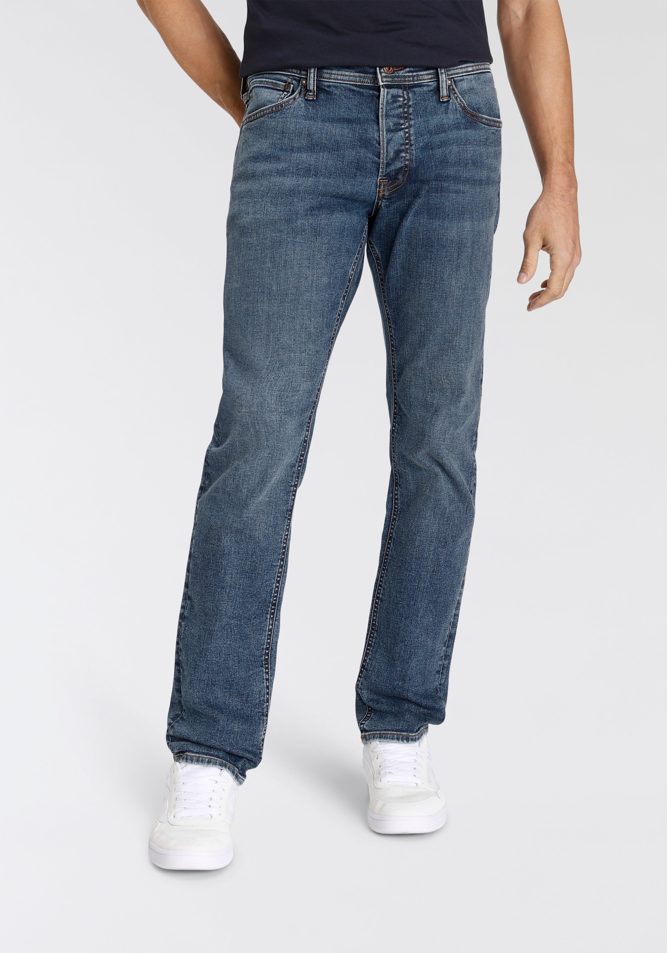 Jack & Jones Slim-fit-Jeans »JJIGLENN – Jeans mit Stretch und figurbetonter Silhouette« Used, modisch, slim fit, Denim/Jeans