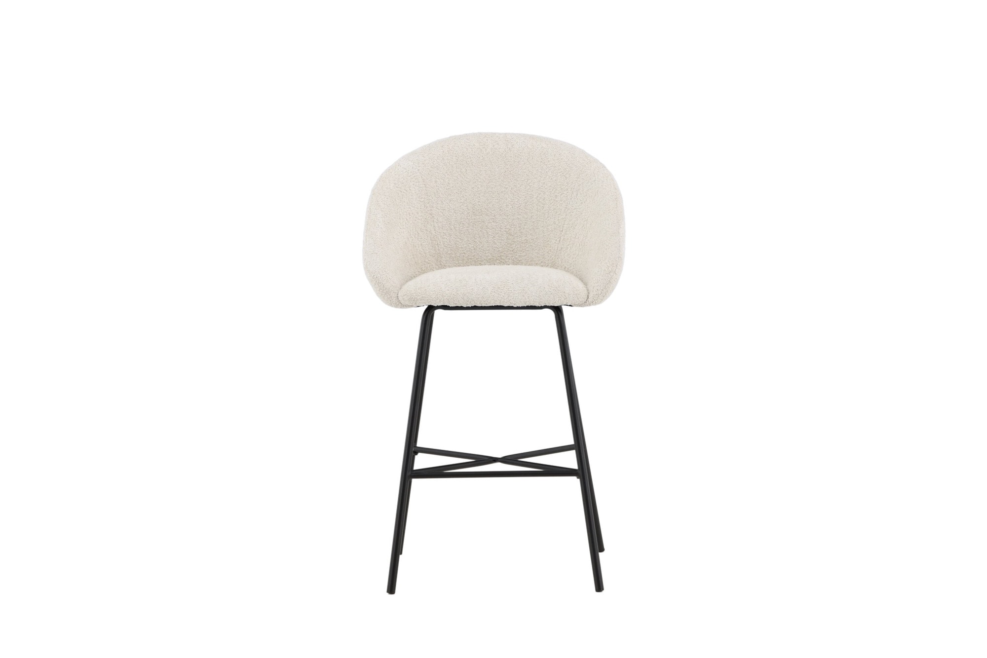 Venture Home Barhocker »Velvet, 2er-Set Barhocker mit weissem Teddy-Sitz, belastbar bis 150 kg« 2 Stk. tlg. Tresenstuhl, Plüsch-Bezug, schwarzer Stahlrahmen, Fussstütze, kuschelig
