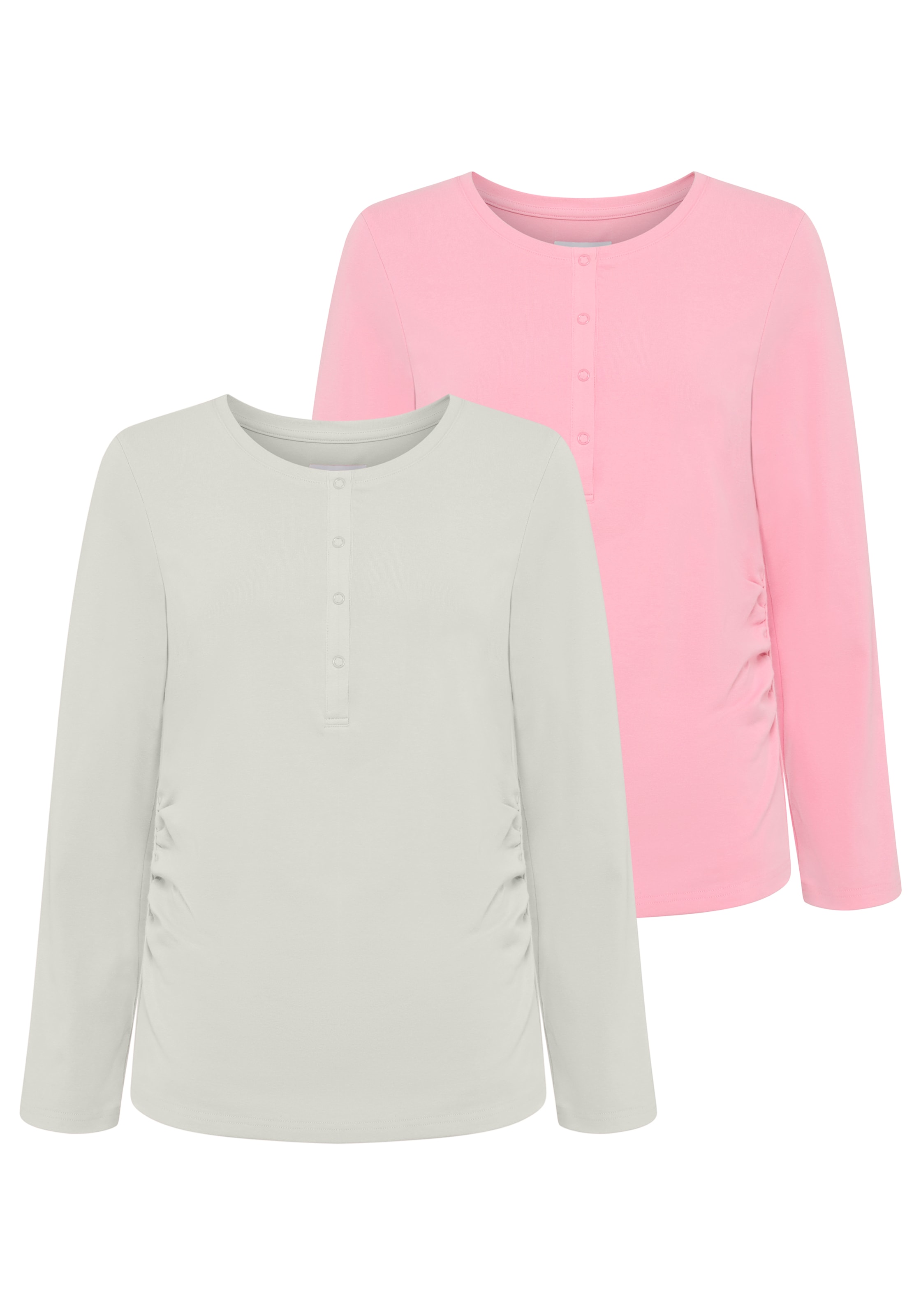 Neun Monate Umstandsshirt »2er Pack Stillshirts mit praktischem Ausschnitt«, (2 tlg.), 2er Pack Umstands-Shirt für Schwangerschaft und Stillzeit