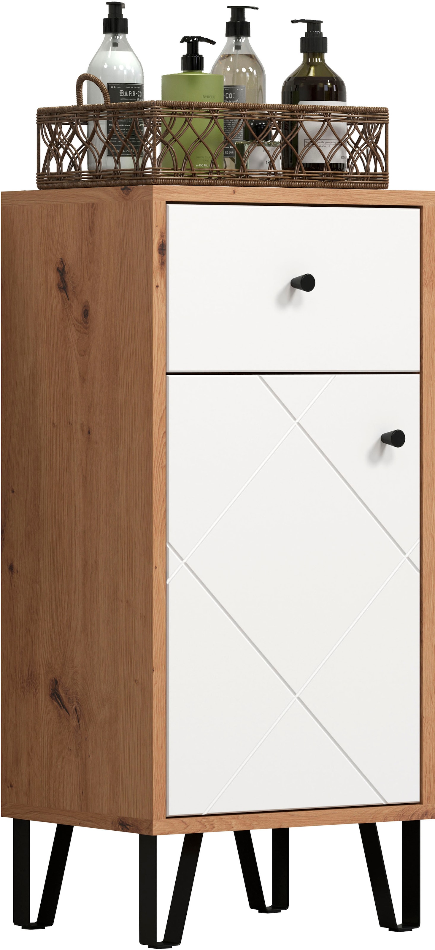 Places of Style Unterschrank »Tarragona«, (1 St.), Badezimmerschrank mit Fräsungen in Rautenoptik in Weiss matt