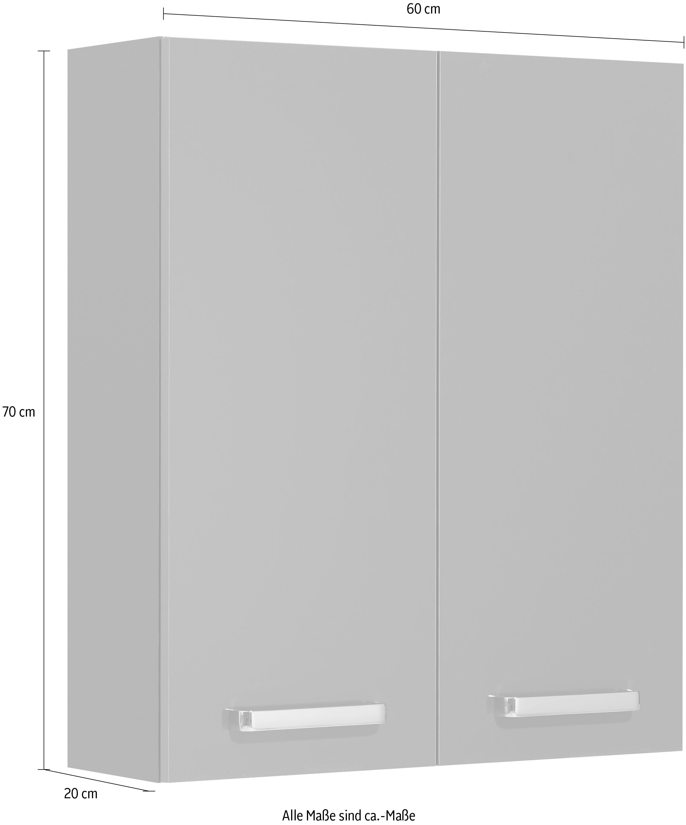 Saphir Armoire suspendue »Quickset Wand-Badschrank 60 cm breit mit 2 Türen und 2 Einlegeböden« armoire suspendue de salle de bain avec amortisseur de porte, poignées chromées brillantes