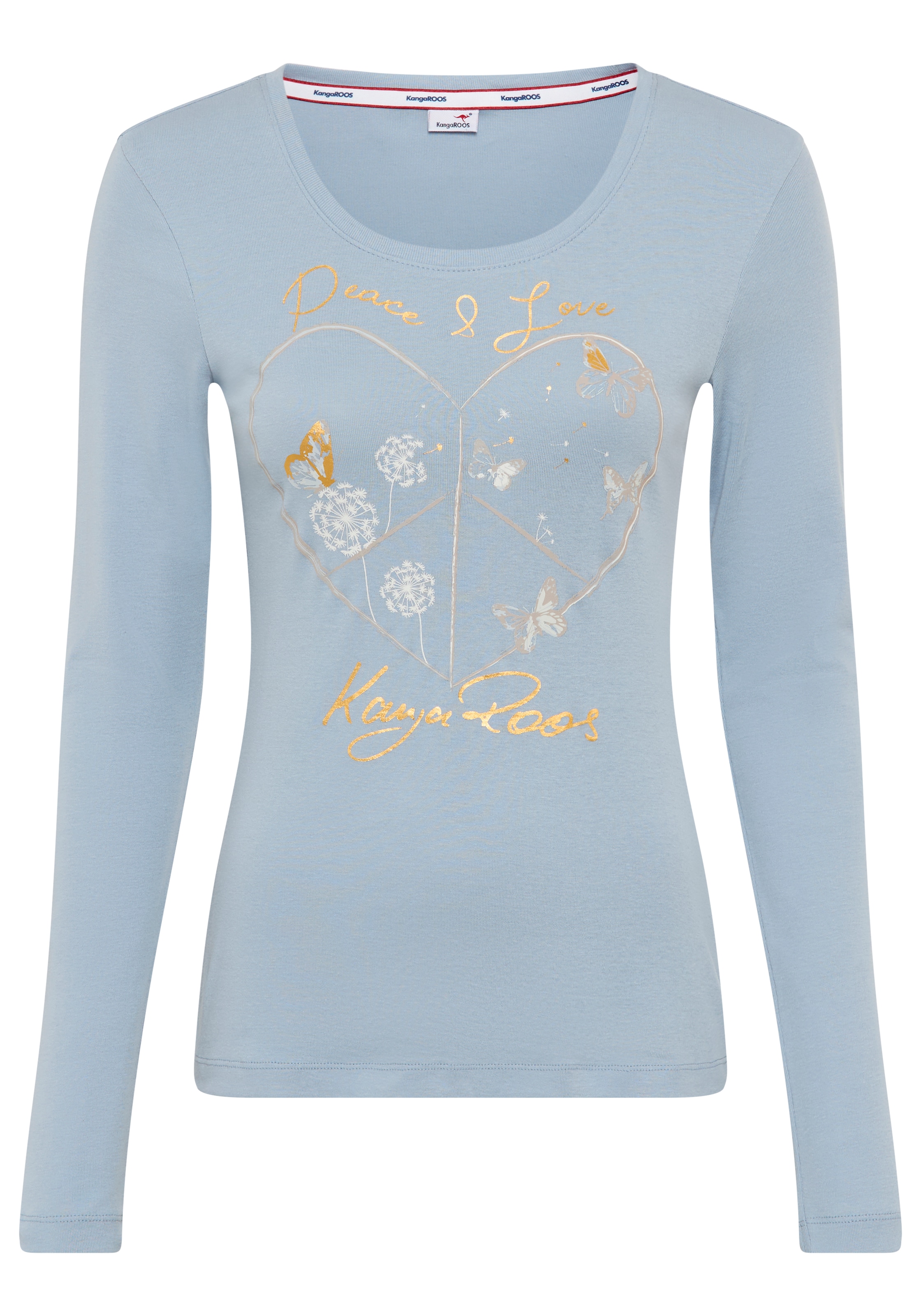 KangaROOS Langarmshirt, mit Herz-Print