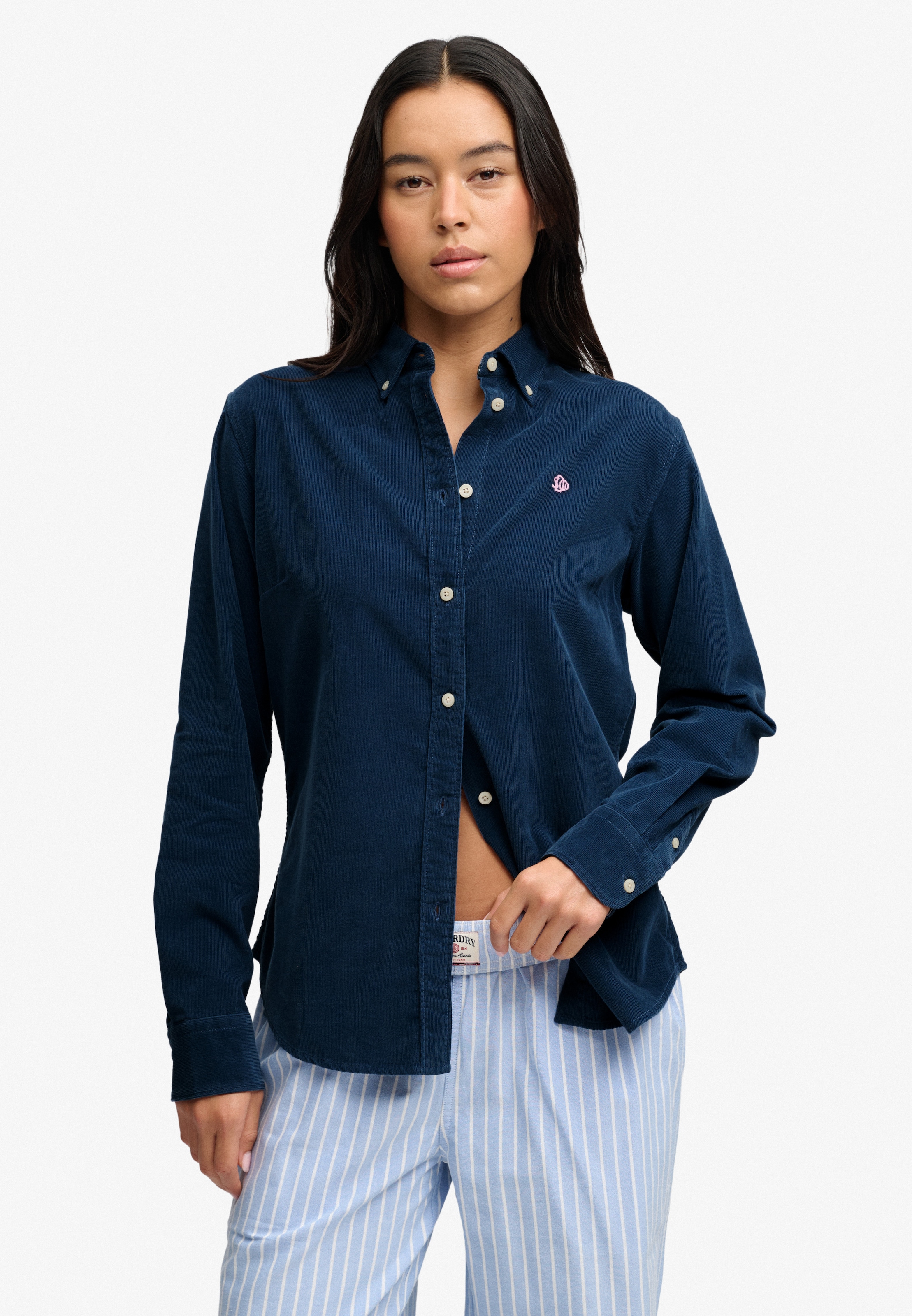 Image of Superdry Hemdbluse "NEEDLE CORD BD L/S SHIRT" Baumwolle, slim fit, aus feinem Cord