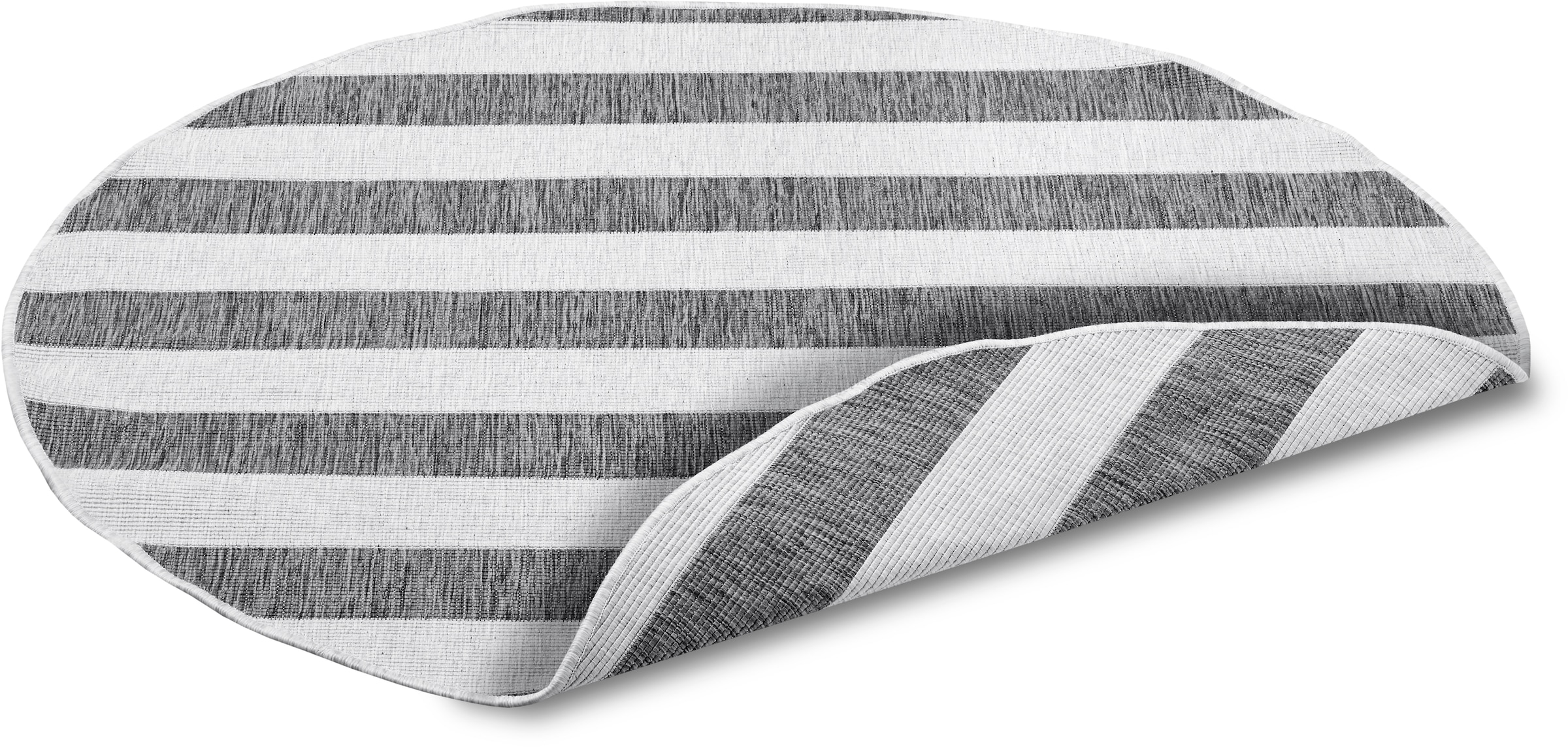 GOODproduct Teppich »Alan Wendeteppich« rund 5 mm Höhe Beidseitig nutzbar, Streifen, Scandi, wetterfest, für In- und Outdoor