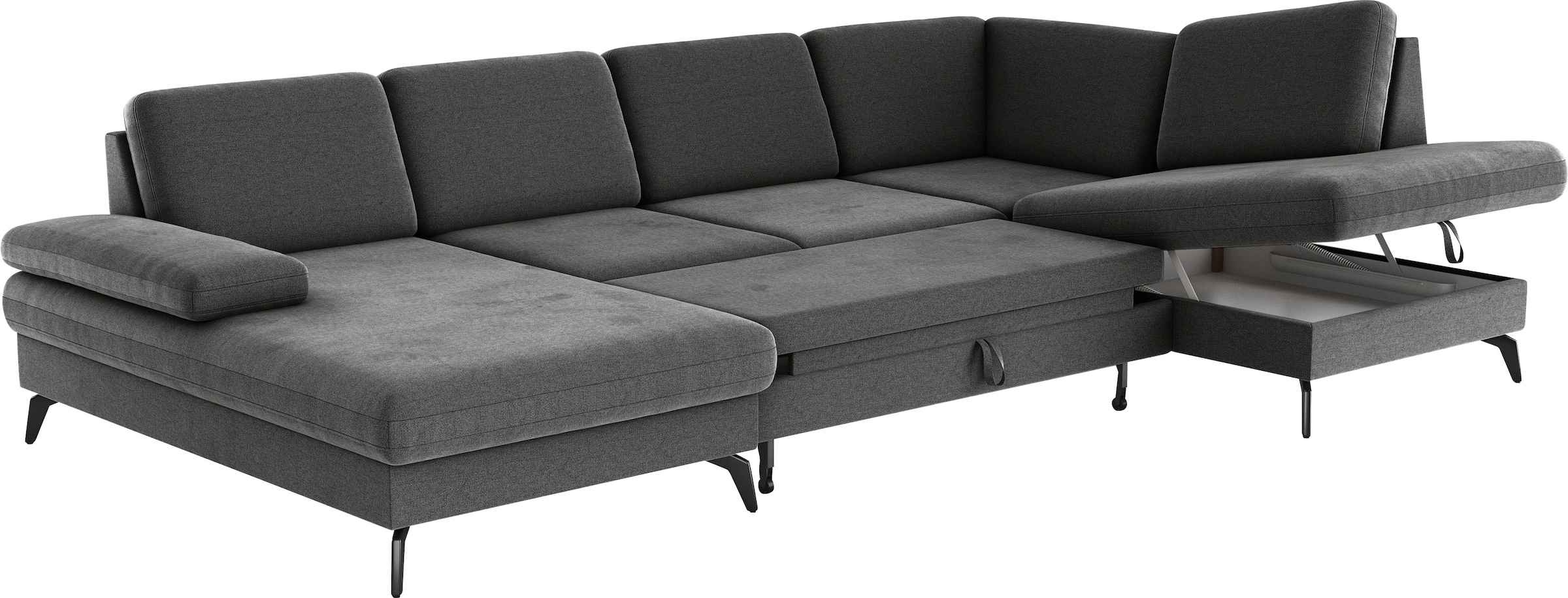 sit&more Wohnlandschaft »Morris U-Form, inkl. Sitztiefenverstellung«, wahlweise mit Armteilverstellung, Bettfunktion & Bettkasten