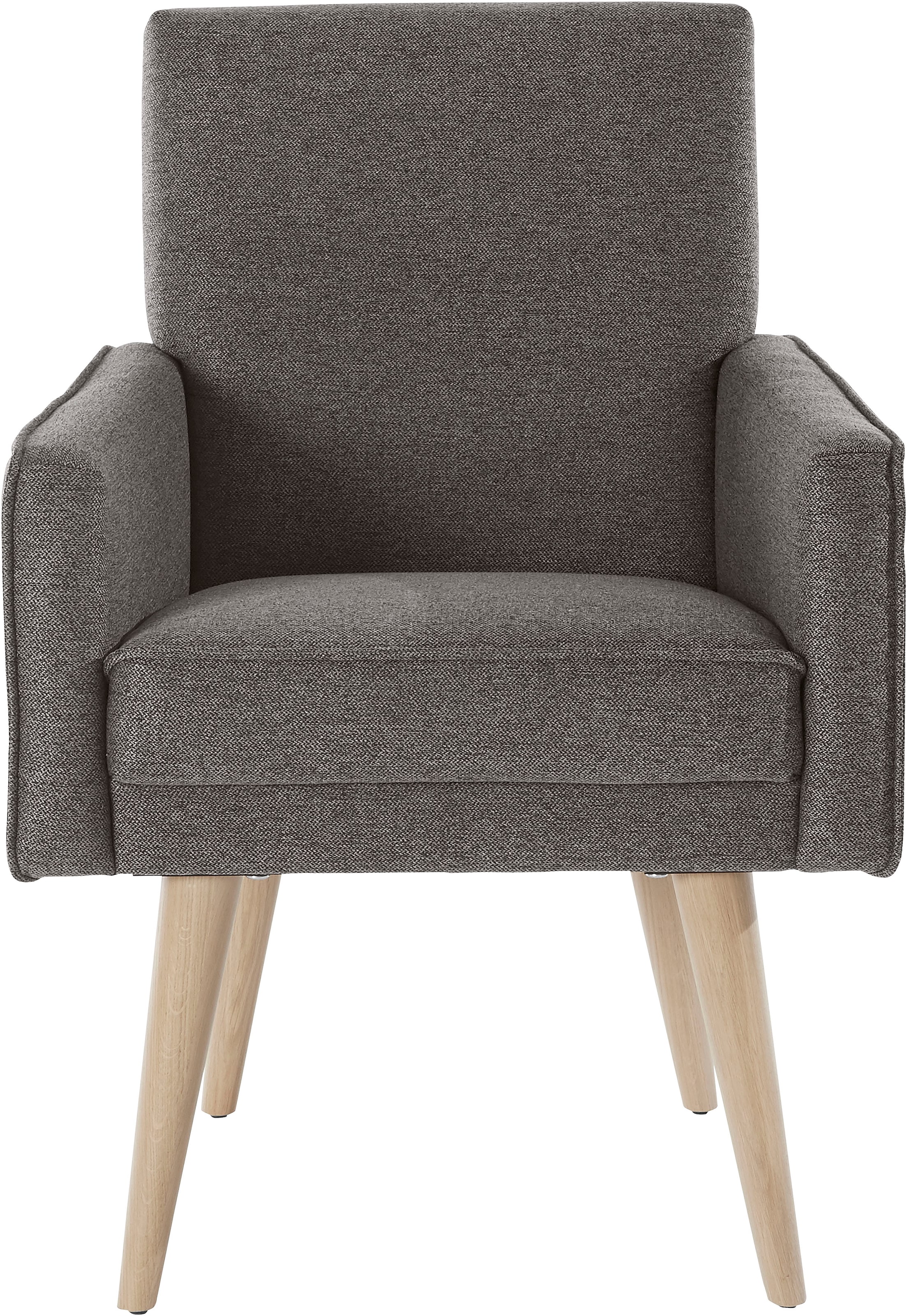 exxpo - sofa fashion Sessel »Lungo, Loungesessel mit moderner Kedernaht, bequem und elegant« Breite 64 cm, hoher Holzfuss