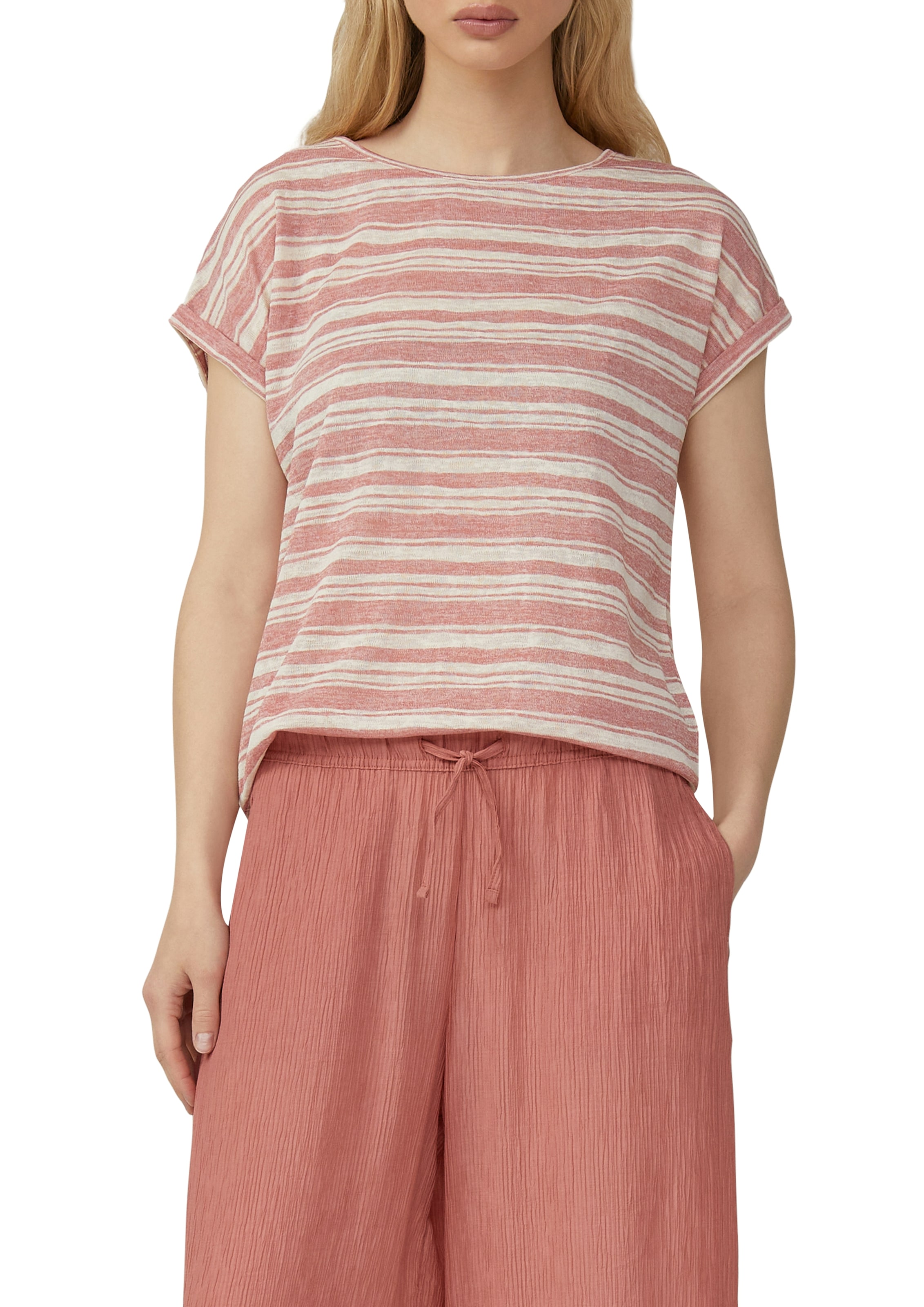 Image of QS T-Shirt Ringelshirt aus Viskosemix