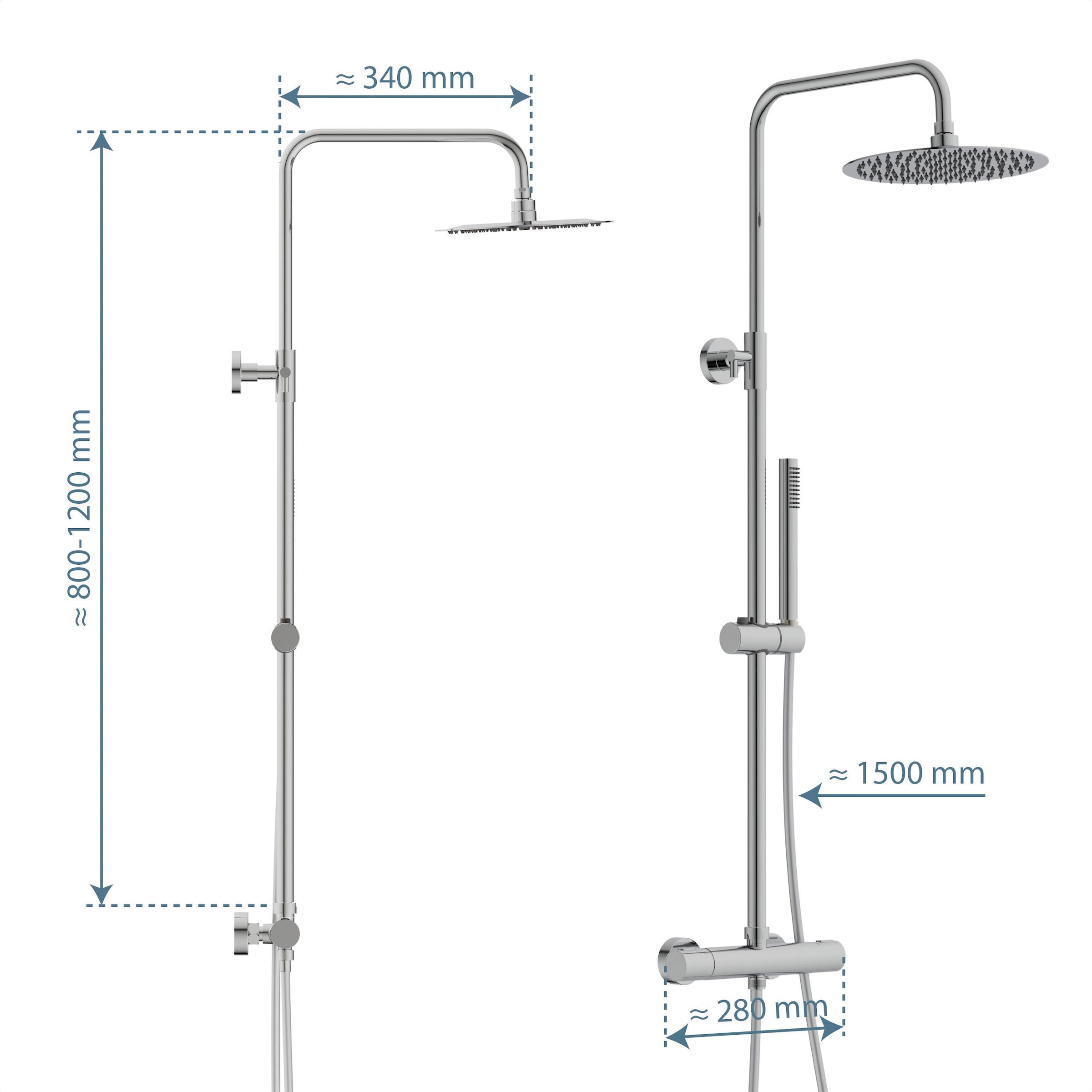 Schütte Brausegarnitur »AQUADUCT« höhenverstellbar 80-120 cm, Antikalk, wassersparend