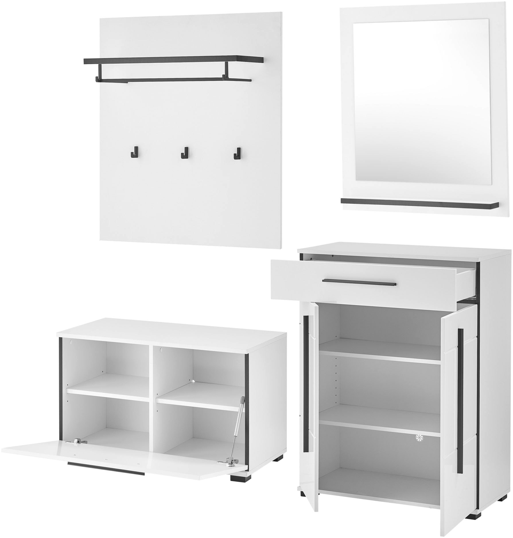 Home affaire Garderoben-Set »Cantara, moderne Garderobe, Komplettset mit viel Stauraum« Komplett-Set, 4 Stk. tlg.