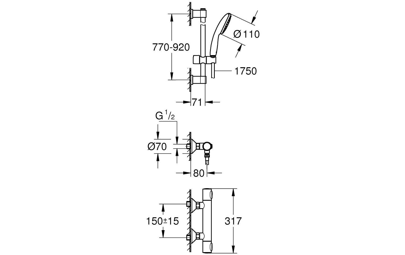 Grohe Duscharmatur »Precision Flow 900 mm«
