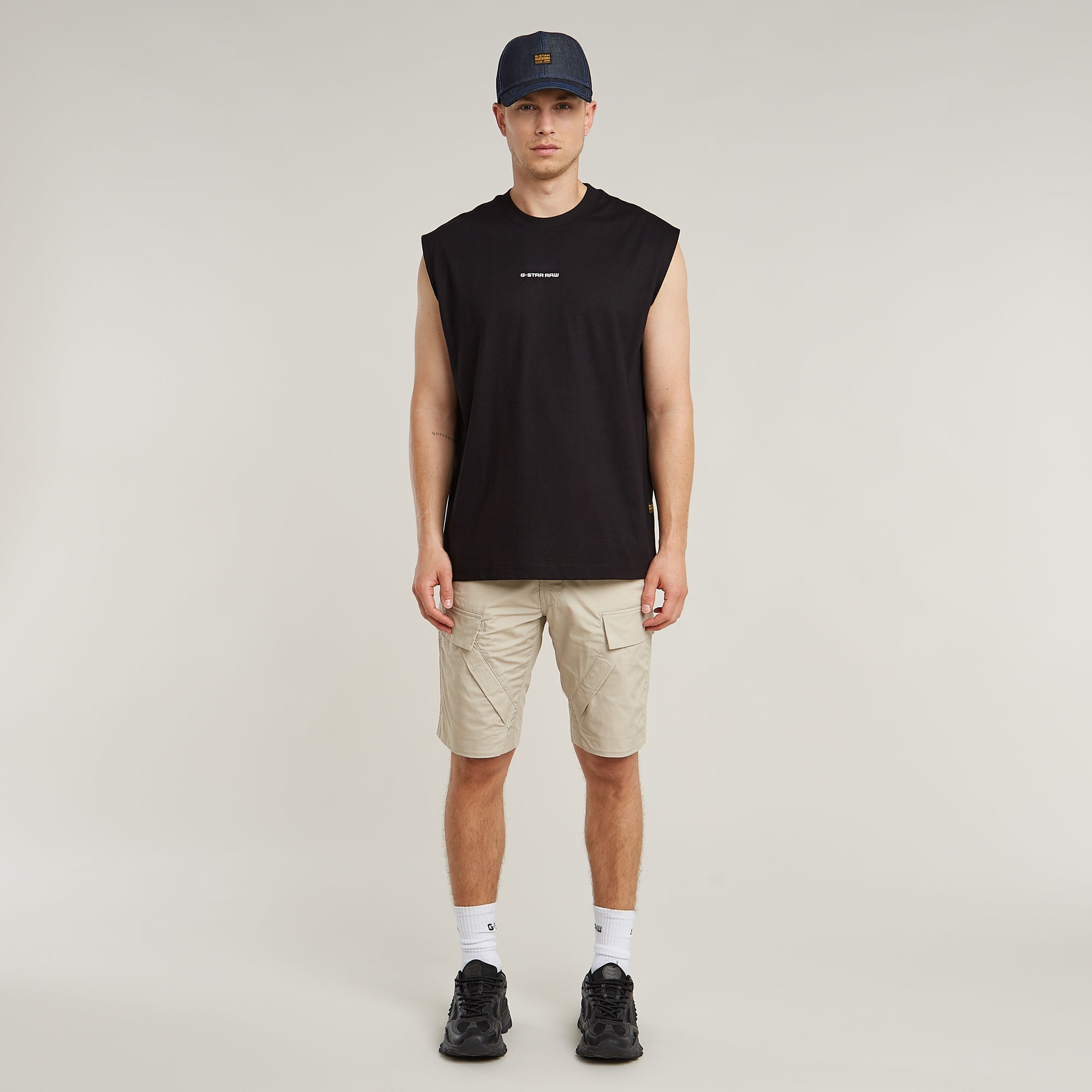 G-STAR Rundhalsshirt »Boxy« ärmellos, Logoschriftzug